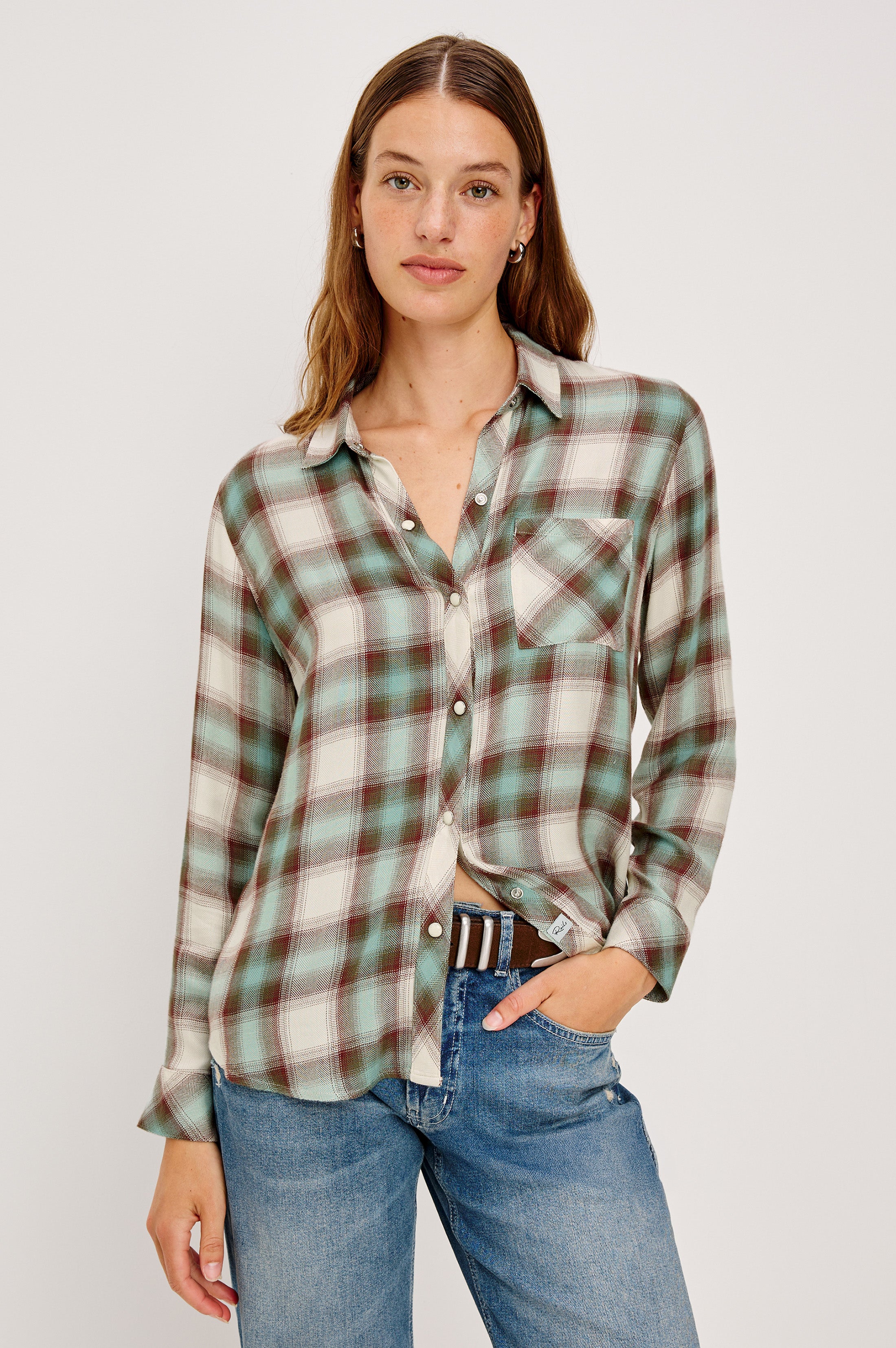 Rails Hunter Shirt Birch Olive Teal