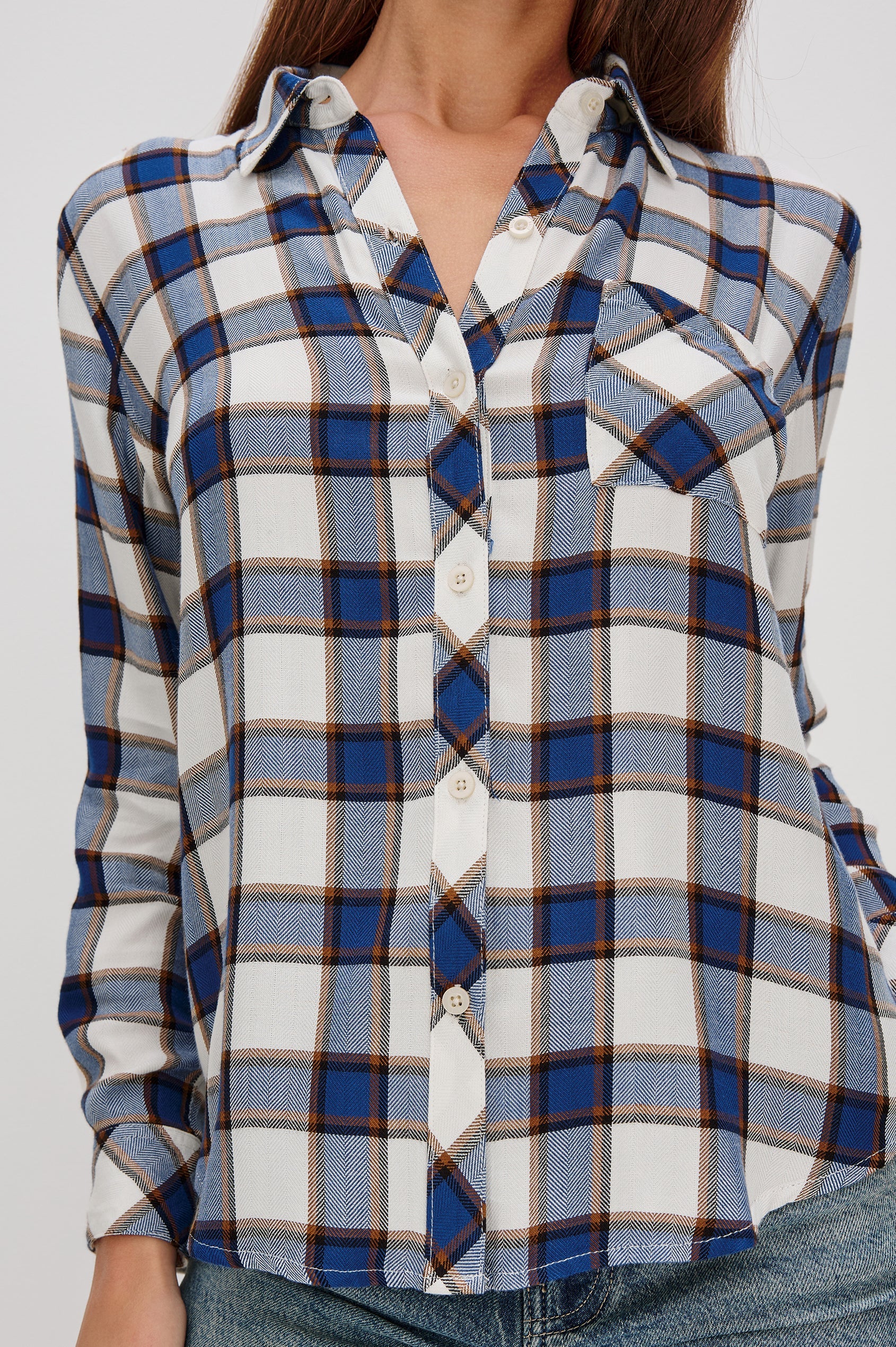 Rails long sleeve plaid shirt – rayon twill button-down