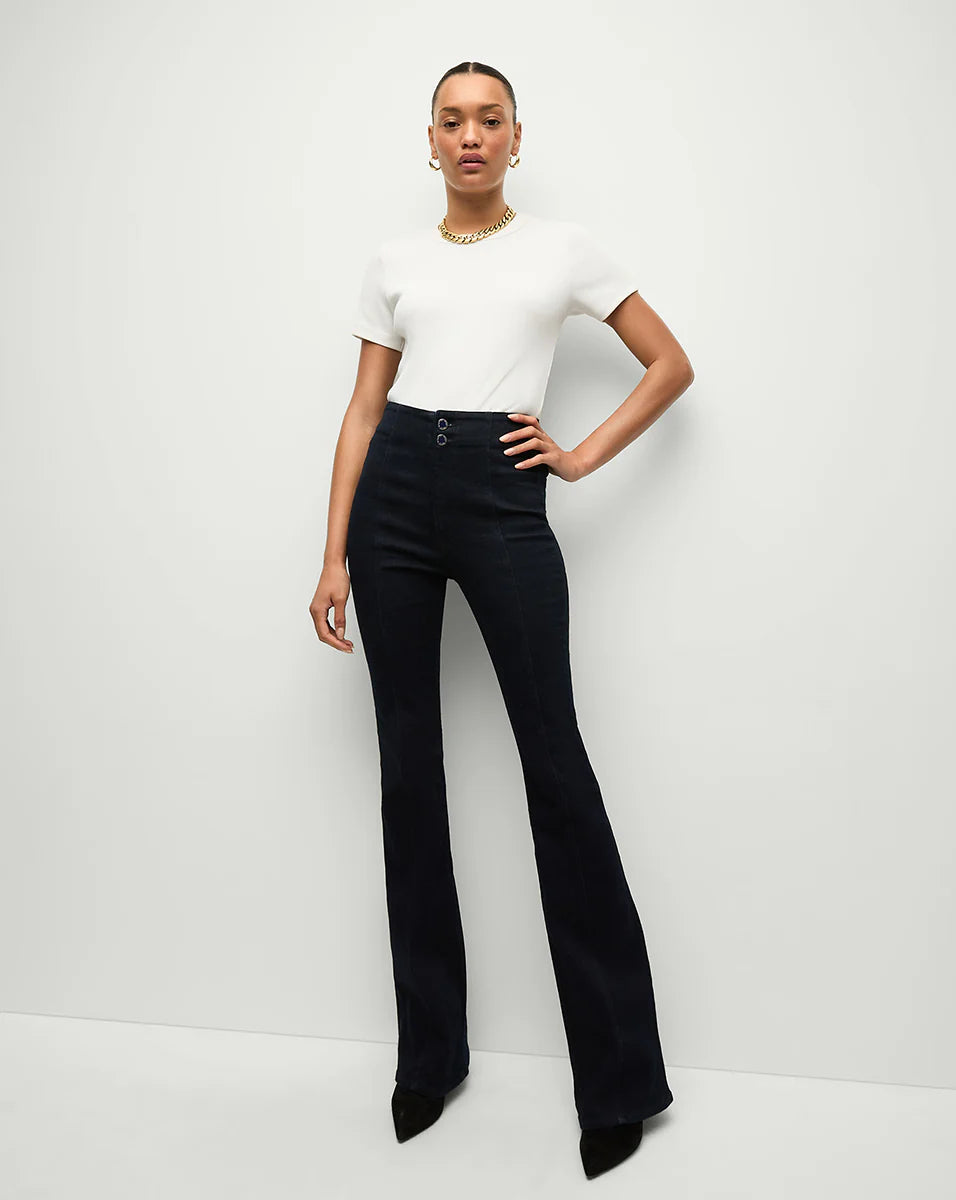 Veronica Beard Beverly Seamed Skinny-Flare Jeans