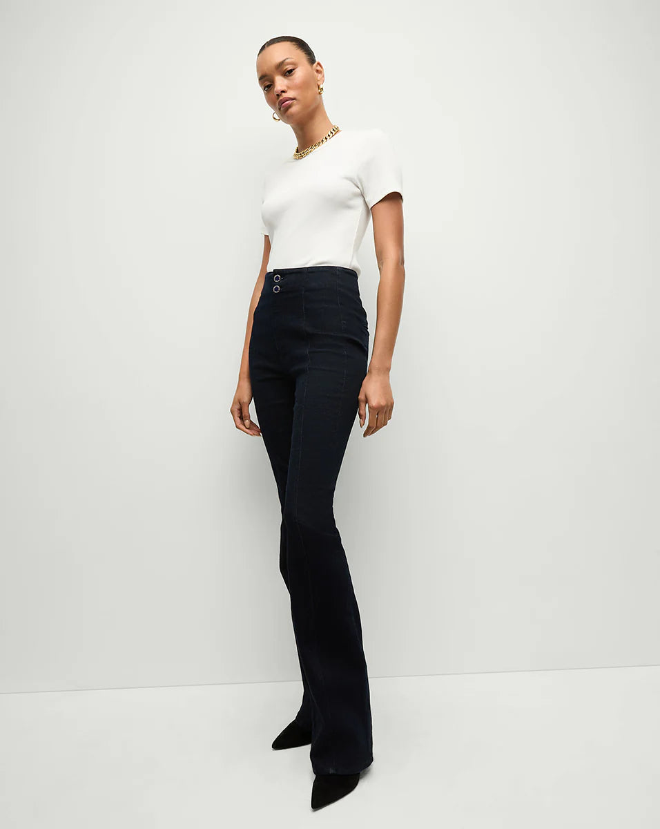 Veronica Beard Beverly Seamed Skinny-Flare Jeans