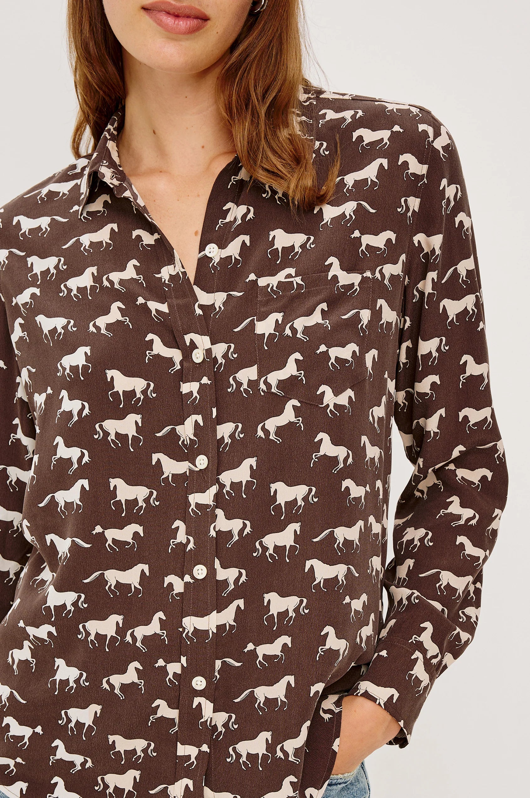 Rails Kate Shirt Ivory Horses 910-615-8289