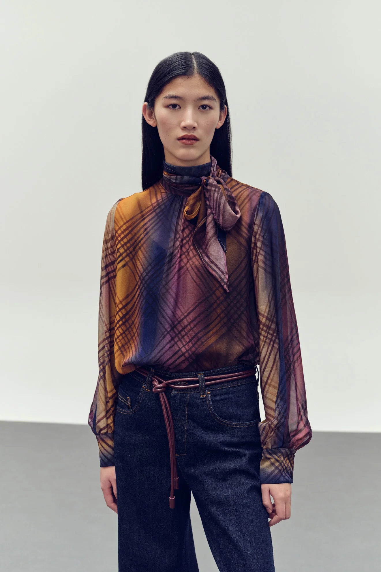 Devotion Twins Yellow Oleander Shirt – viscose boho blouse purple print