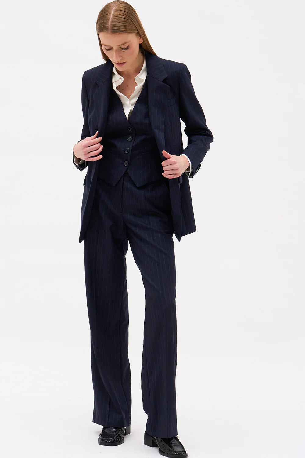 DMN PARIS LAURE NAVY STRIPE PANTS
