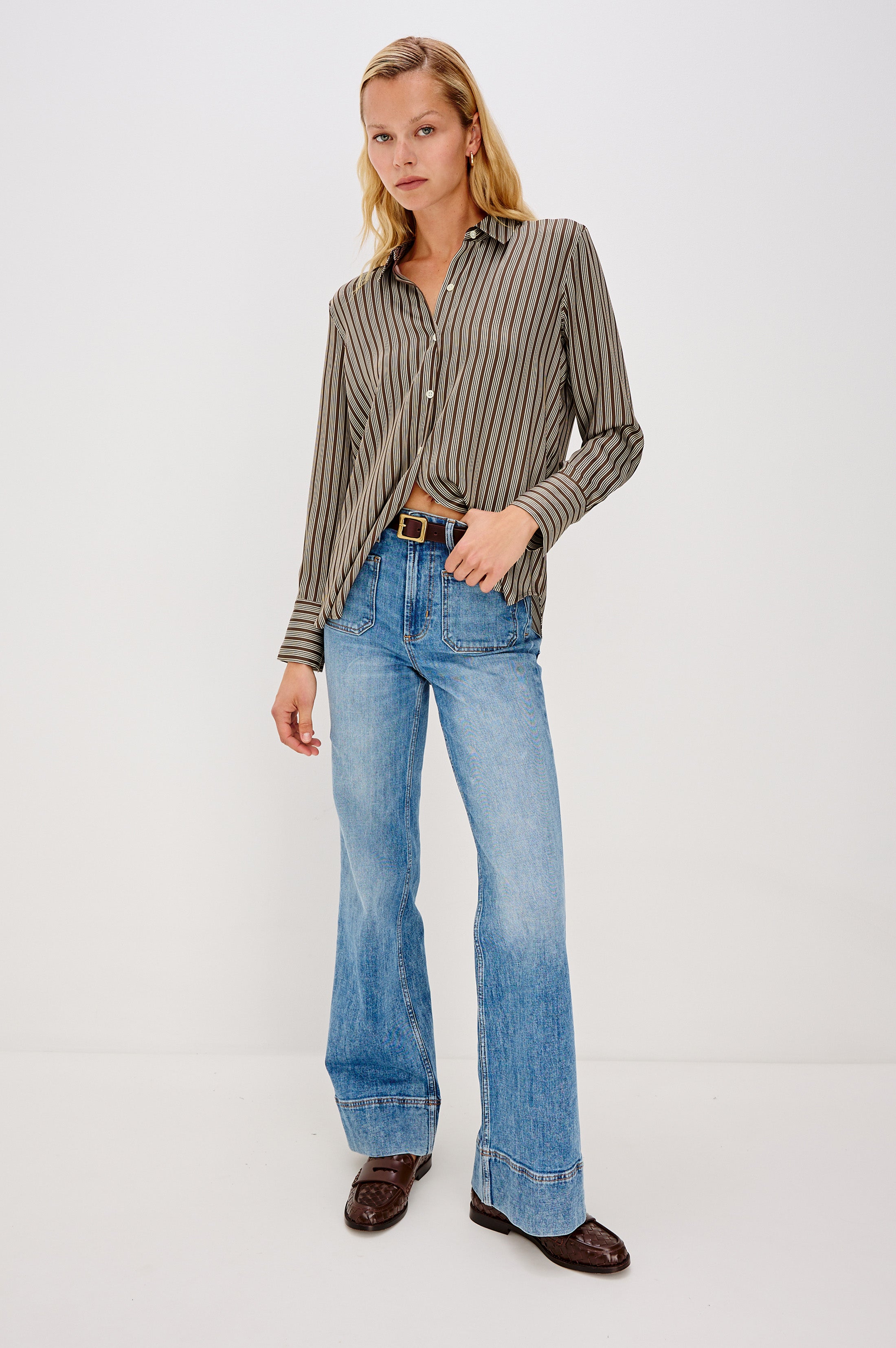 Rails Saige Shirt Isle Stripe Brown/White