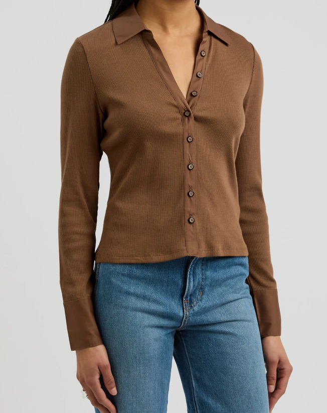 Veronica Beard Scottie Button-Down Top Whisky