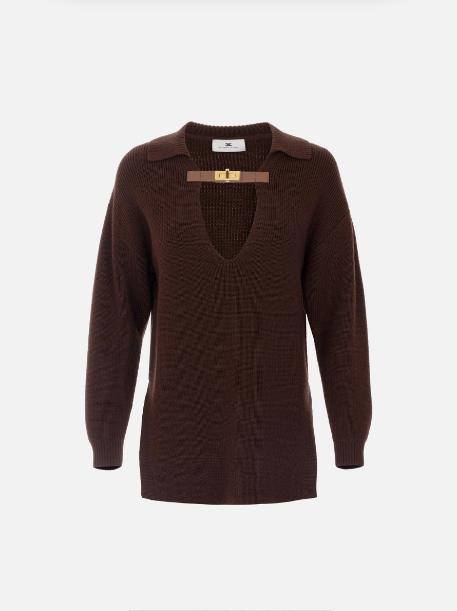 Elisabetta Franchi Top van wolmix met detail