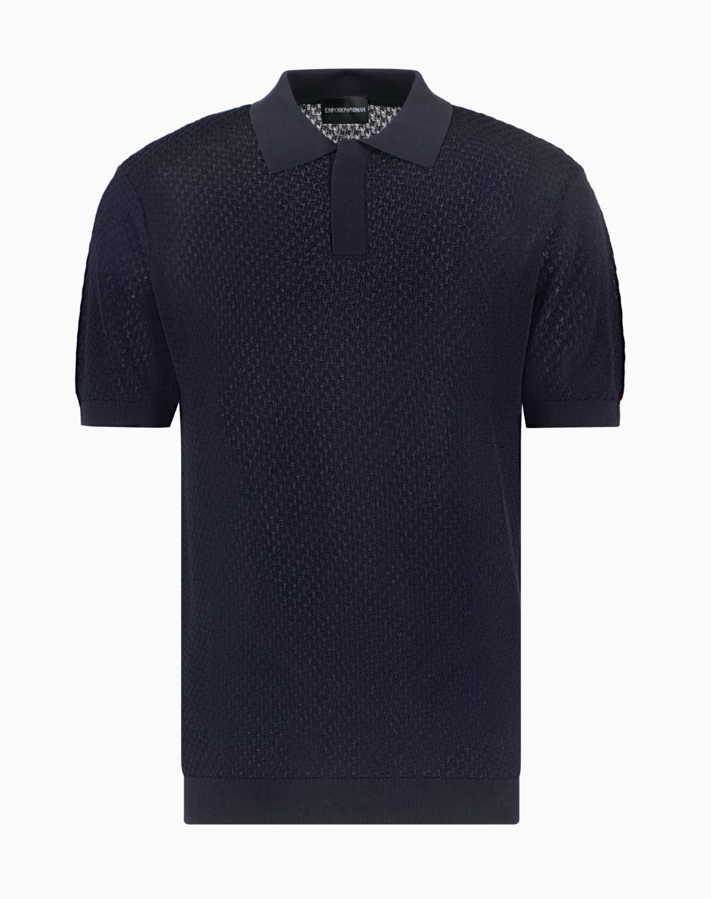 Emporio Armani Micro-Pattern Jacquard Knit Polo Shirt