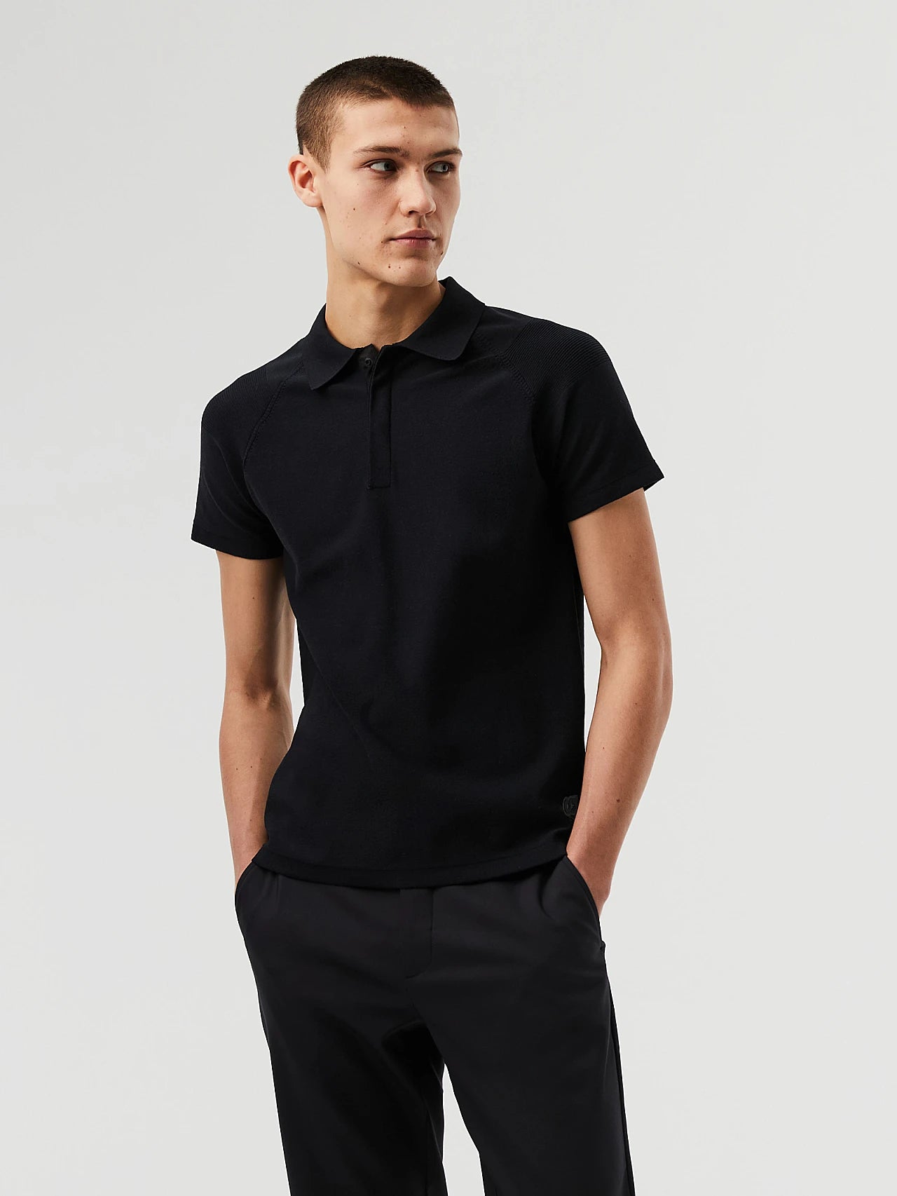 Black Seamless 3D Performance Knit Polo-Shirt