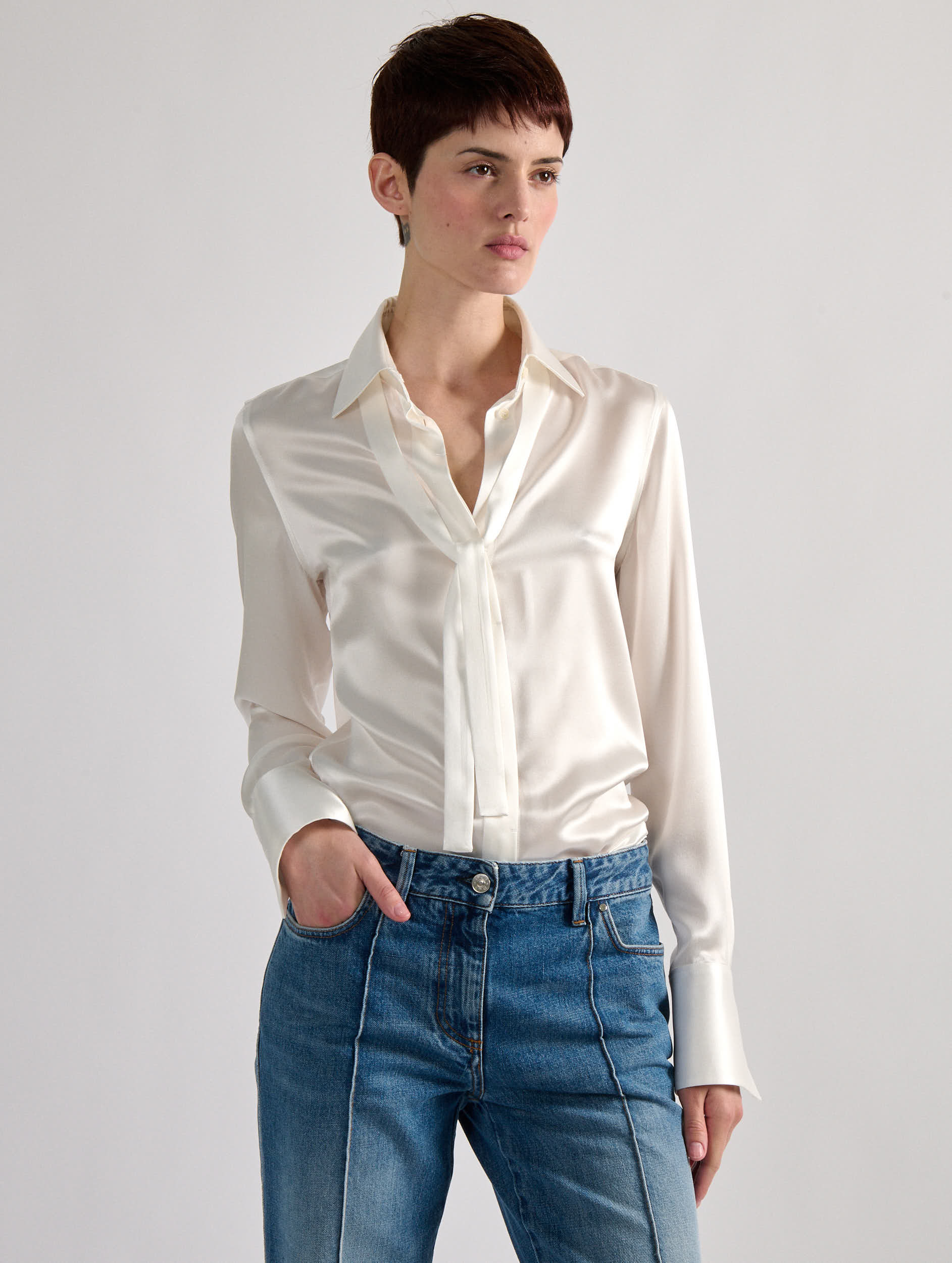 Barbara Bui Silk Satin Lavallière Shirt