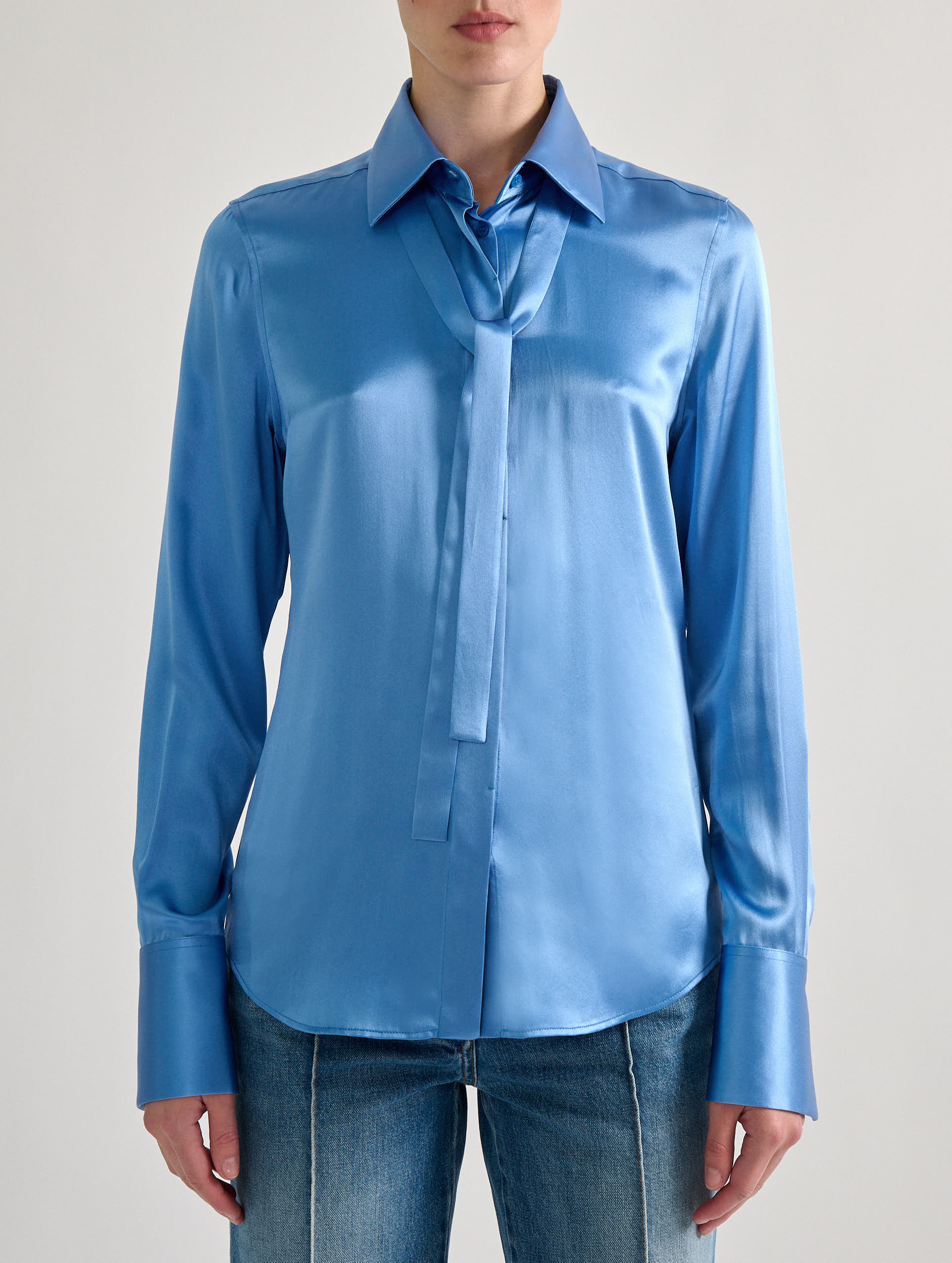 Barbara Bui Silk Satin Lavallière Shirt