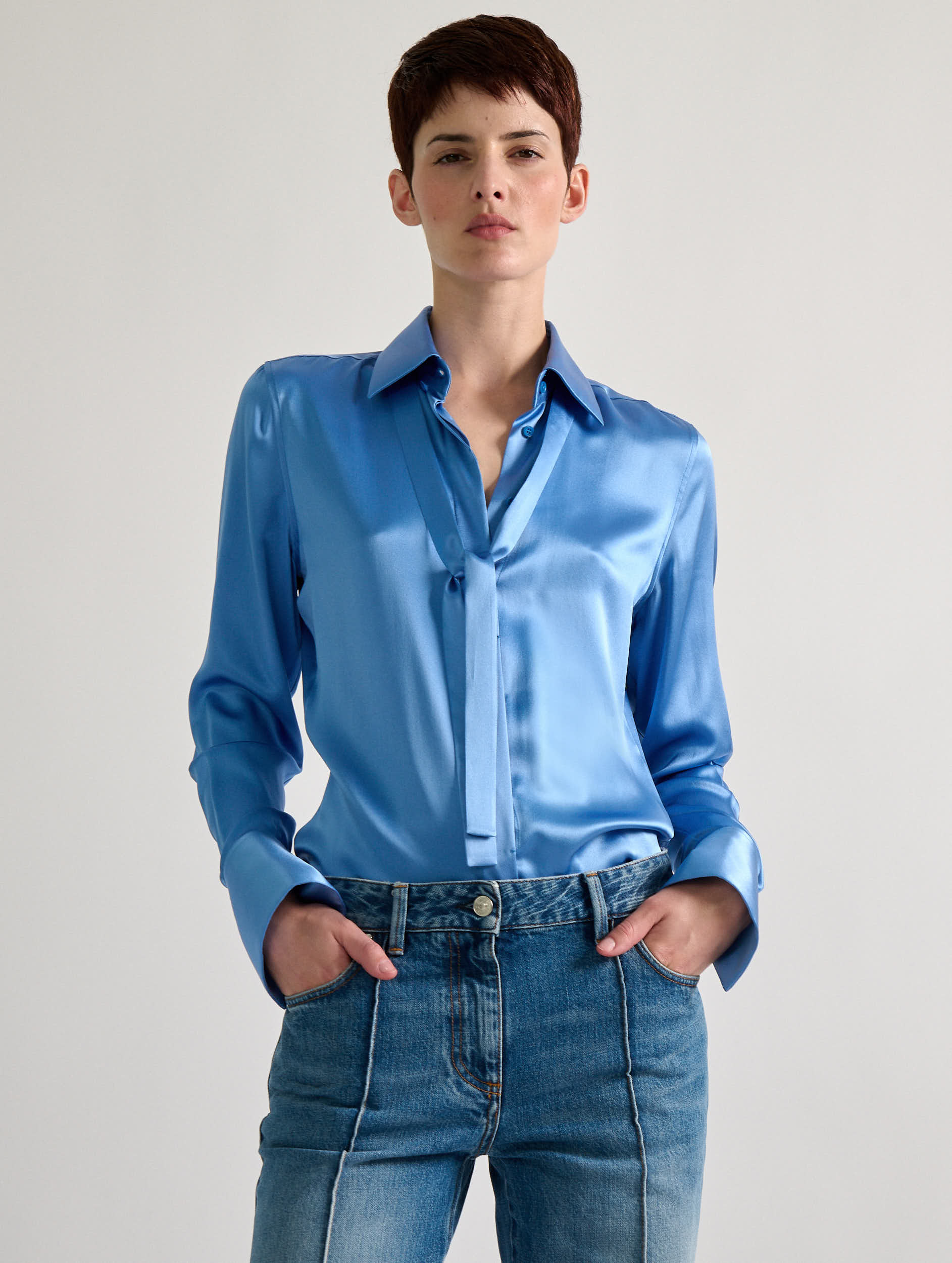 Barbara Bui Silk Satin Lavallière Shirt