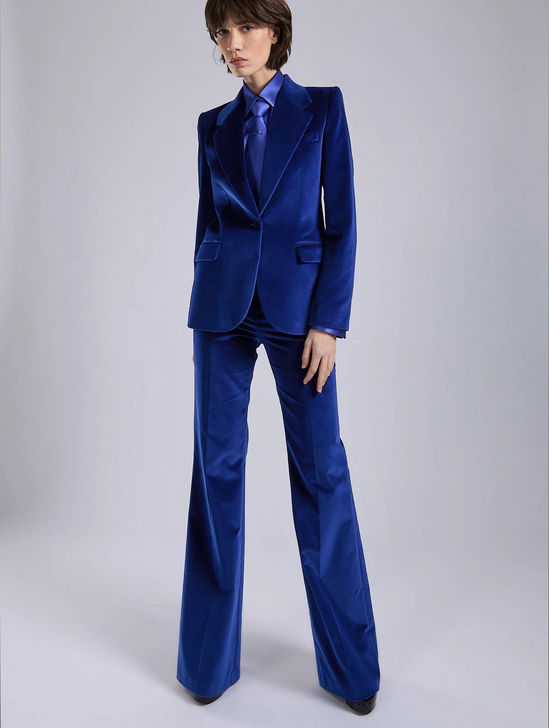 Barbara Bui Blue Velvet Fitted Jacket