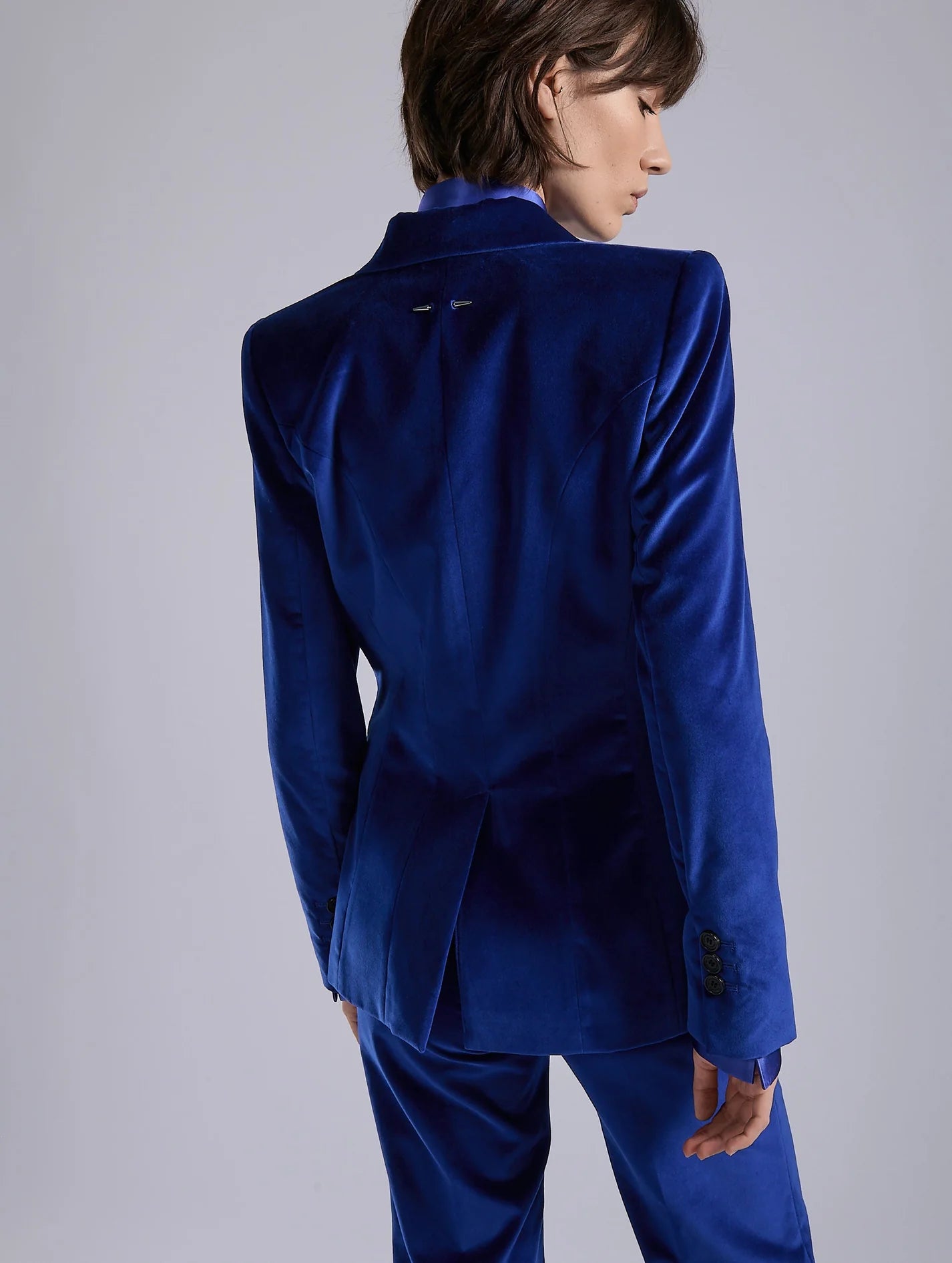 Barbara Bui Blue Velvet Fitted Jacket