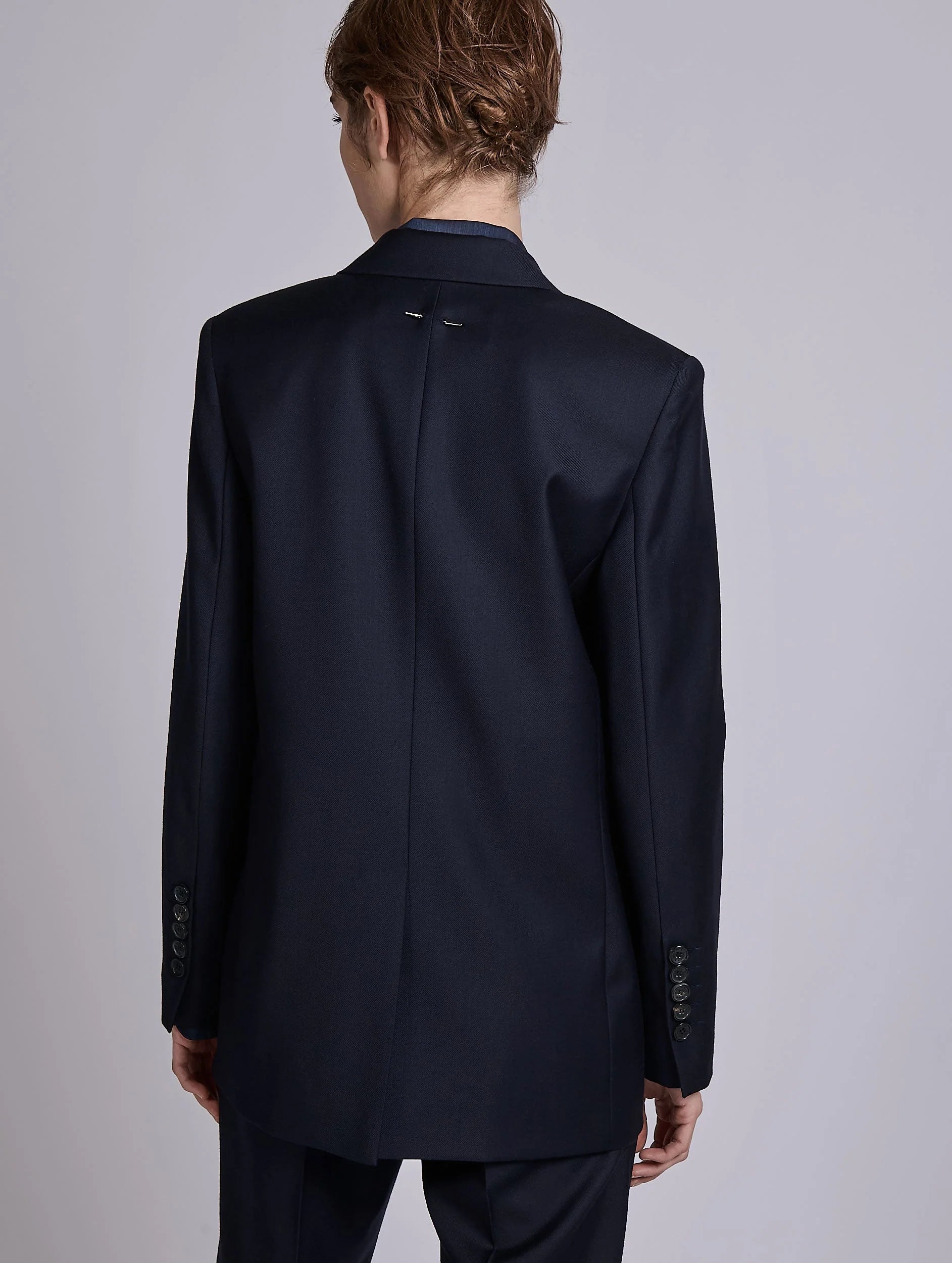Barbara Bui Twill Straight Jacket navy blue G1223AAF