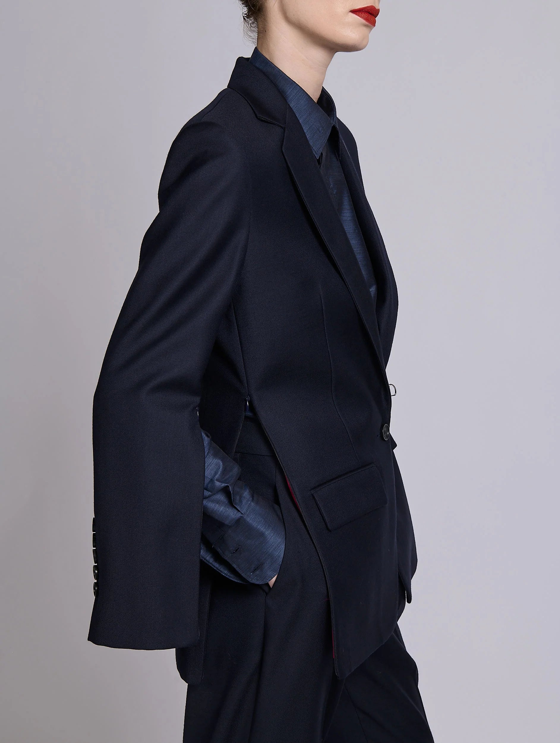 Barbara Bui Twill Straight Jacket navy blue G1223AAF