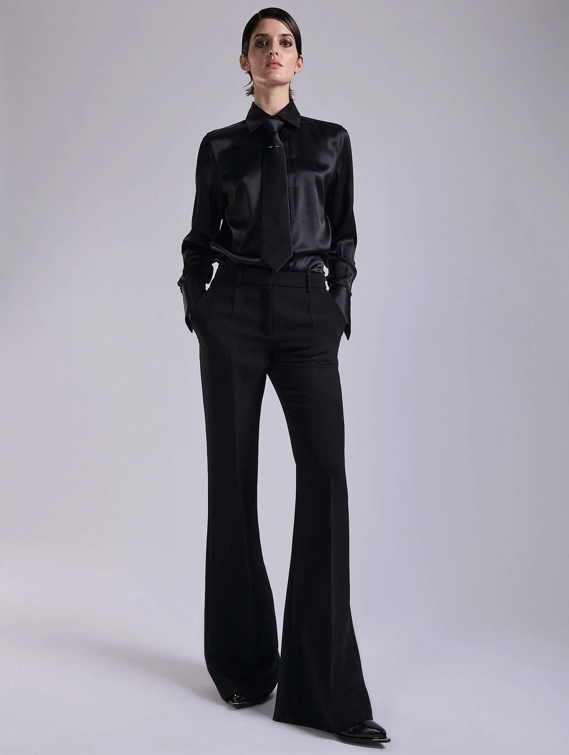 Barbara Bui BLACK CREPE BOOTLEG TROUSERS