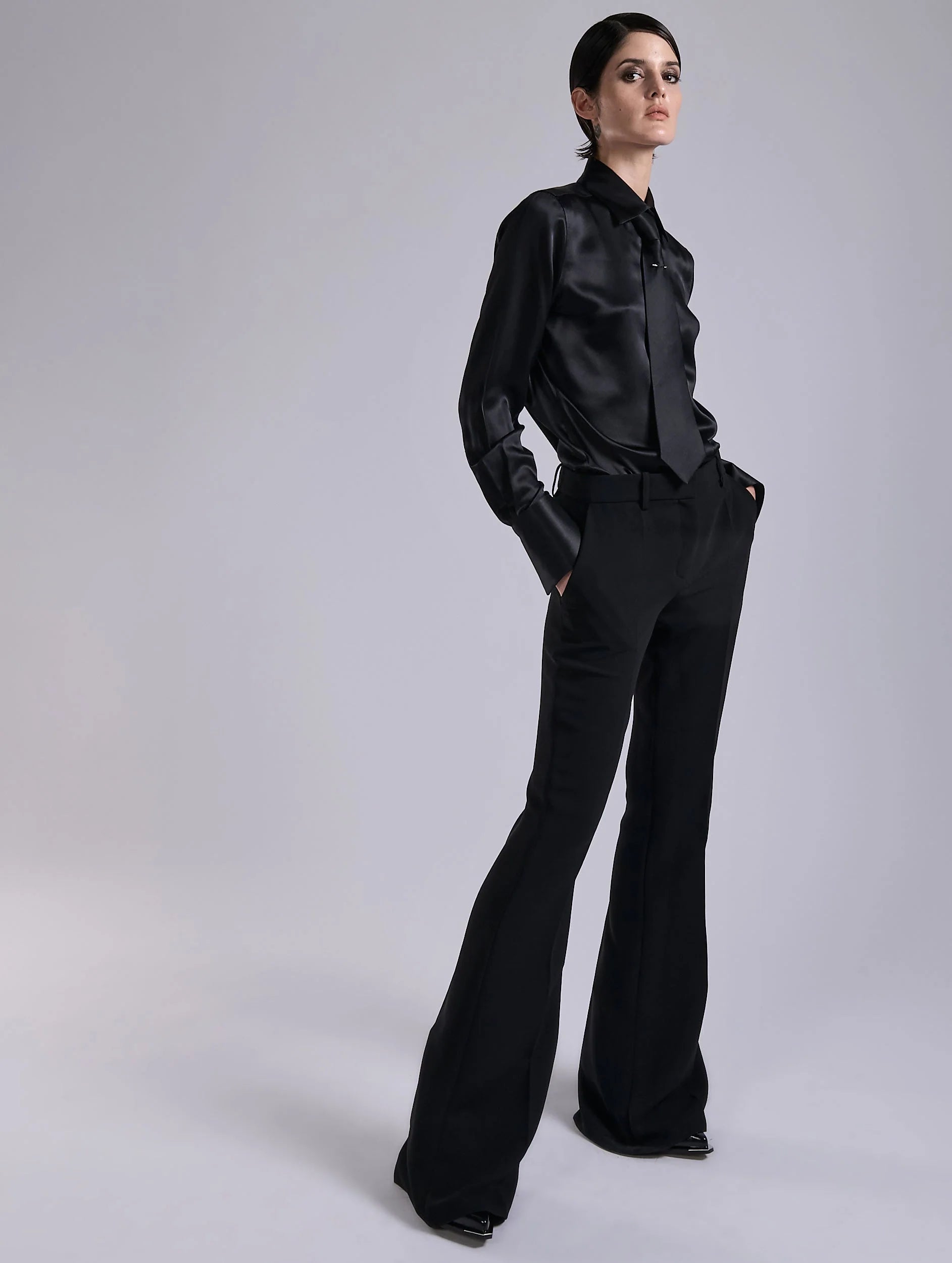 Barbara Bui BLACK CREPE BOOTLEG TROUSERS