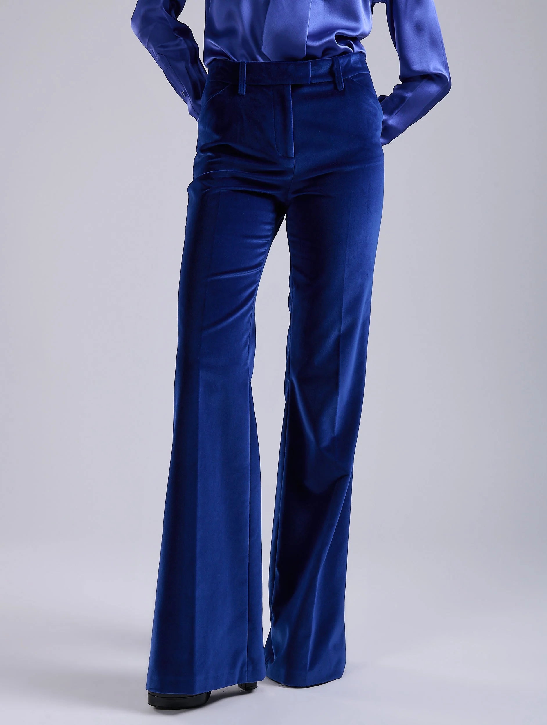 Barbara Bui Blue Velvet Flare Trousers