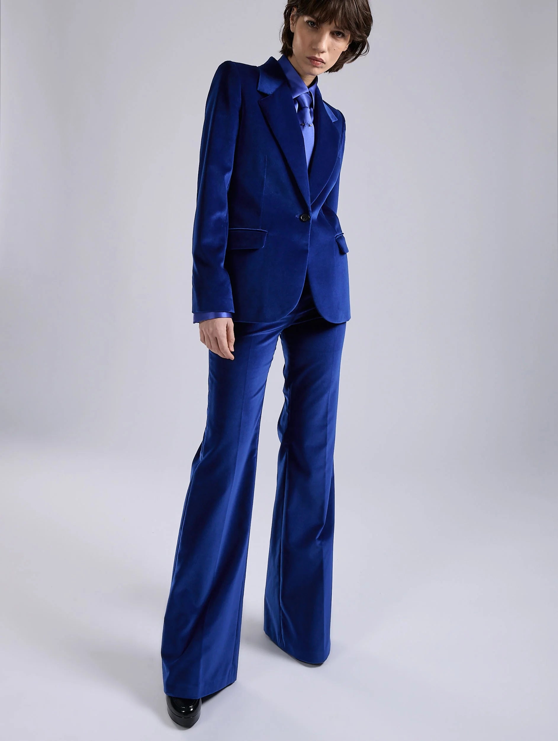 Barbara Bui Blue Velvet Flare Trousers