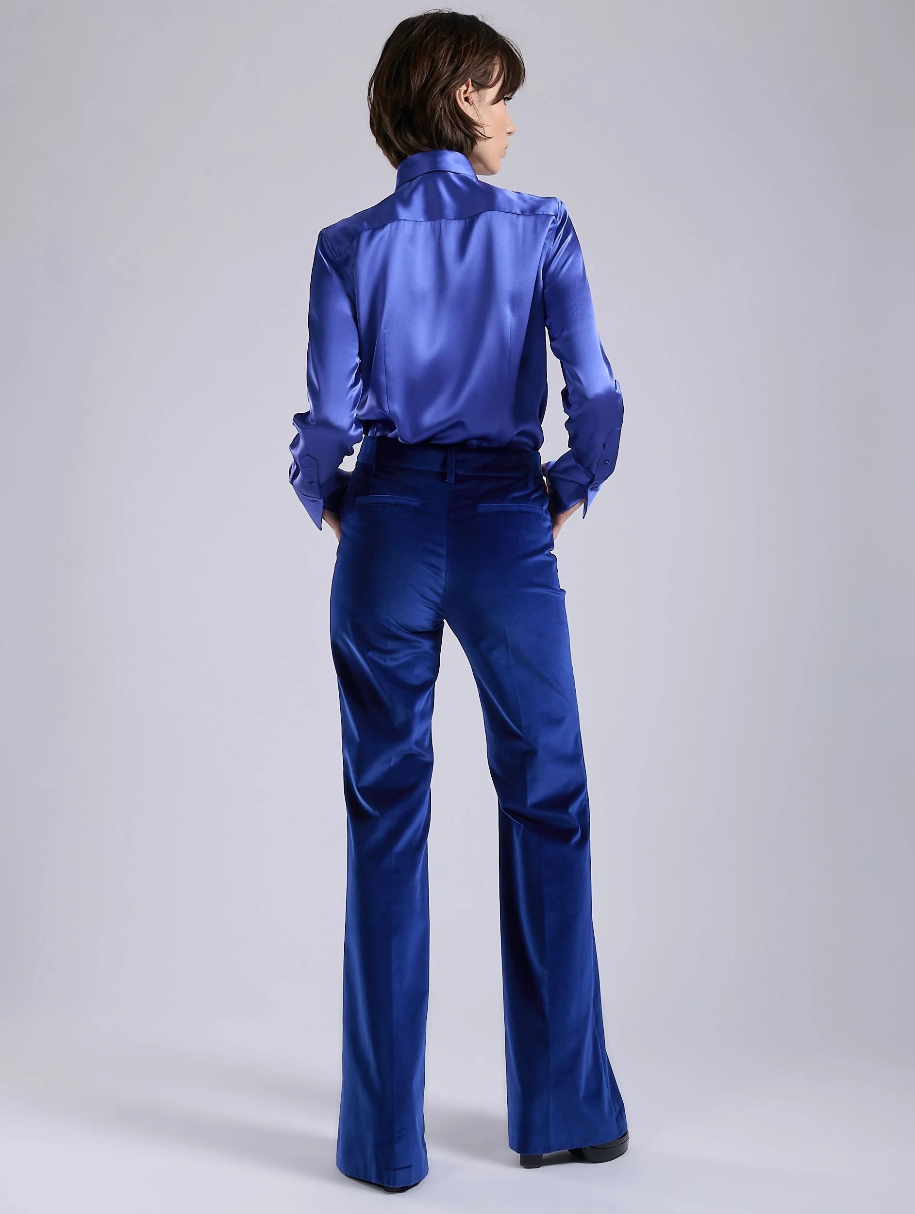 Barbara Bui Blue Velvet Flare Trousers