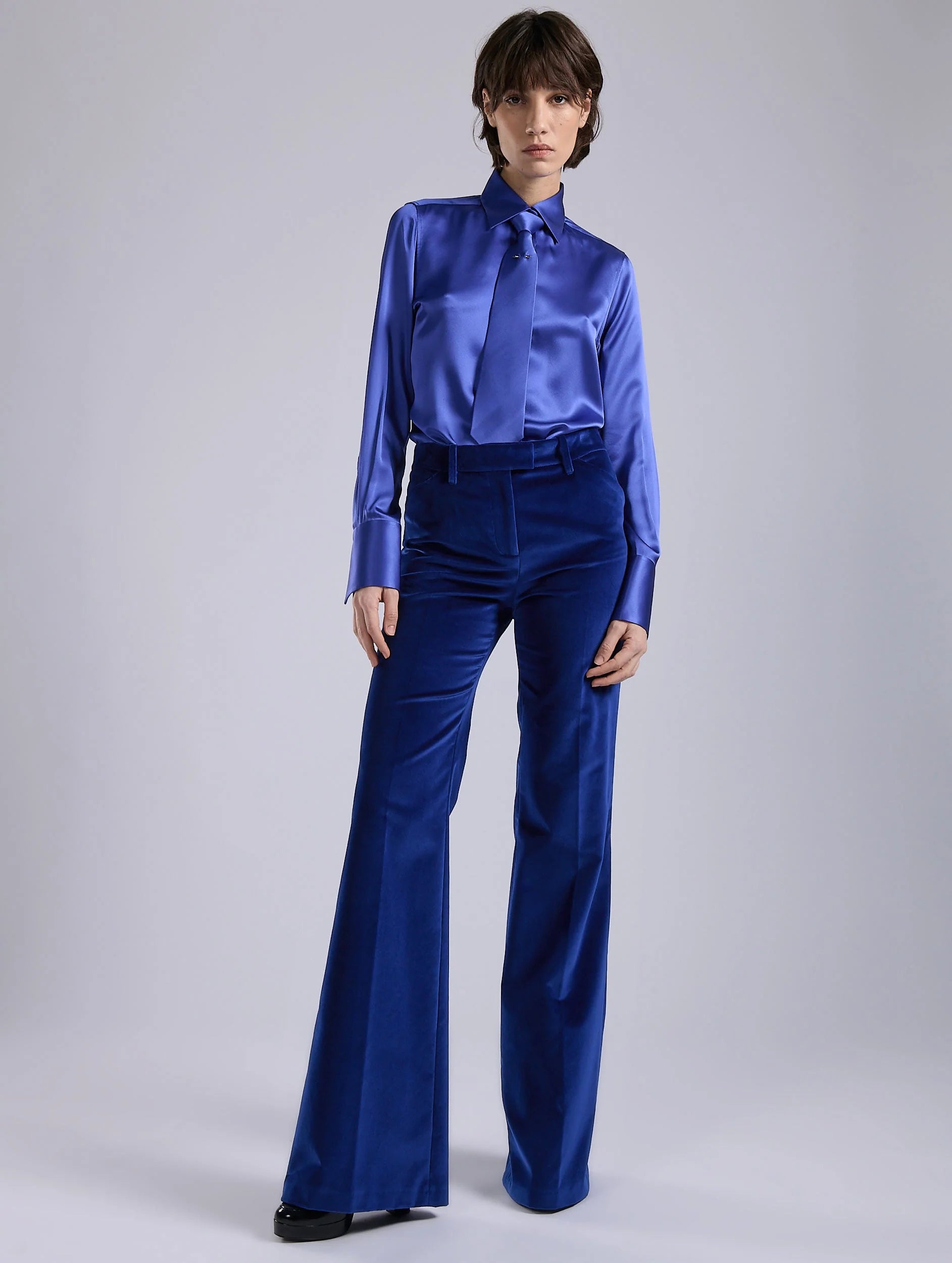 Barbara Bui Blue Velvet Flare Trousers