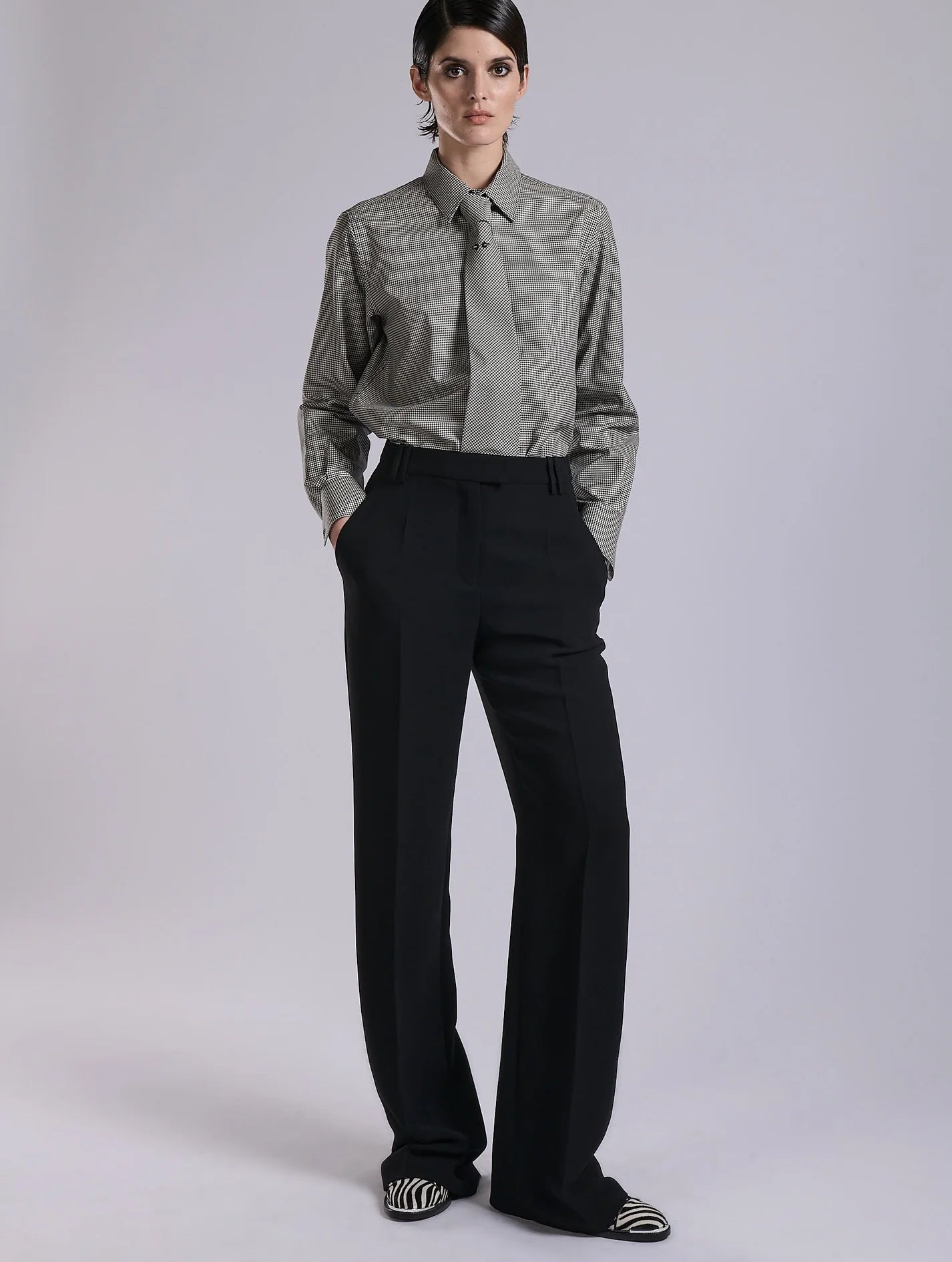 Barbara Bui BLACK WIDE-LEG CREPE TROUSERS