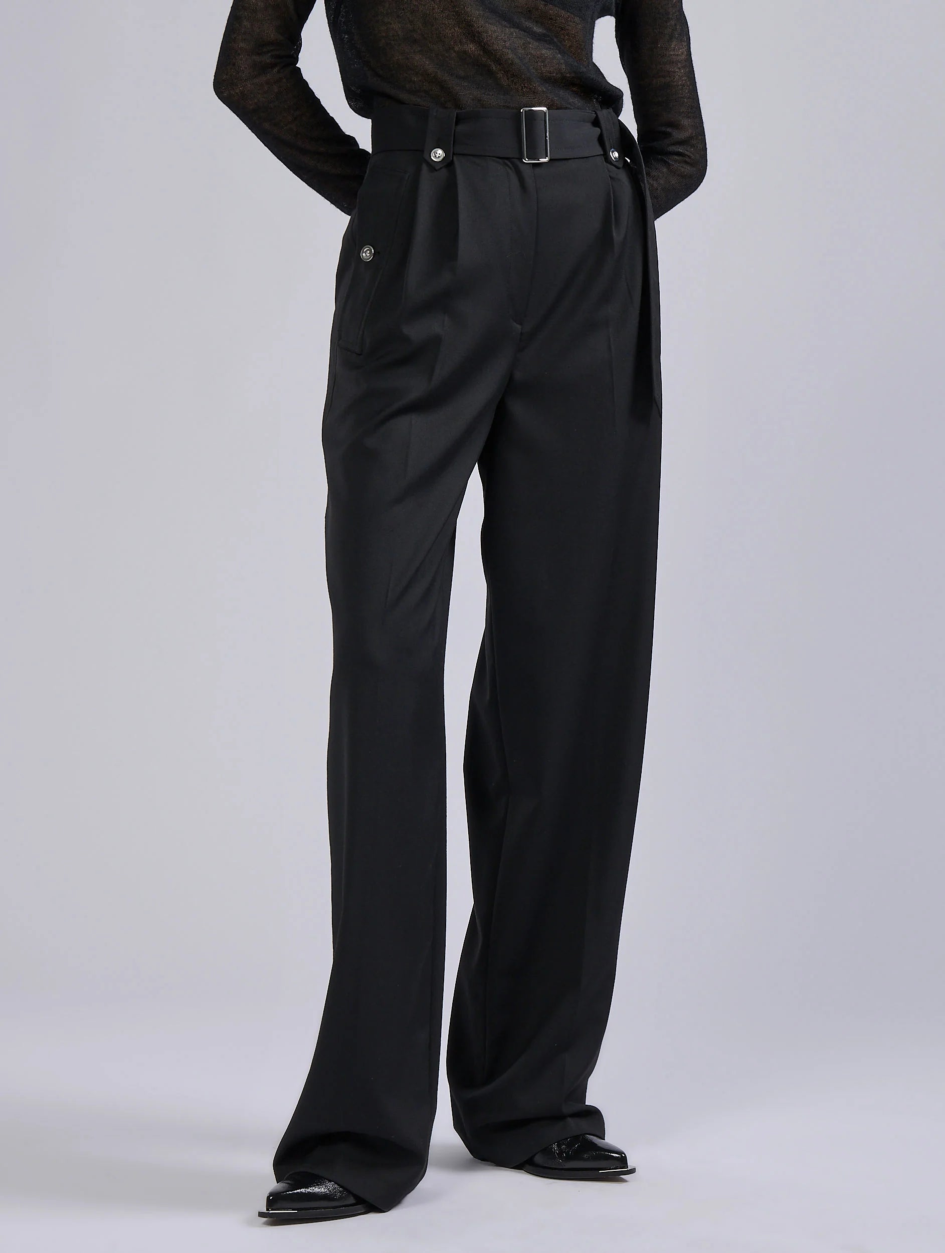 Barbara Bui Gabardine high waist trousers black G1631FEG
