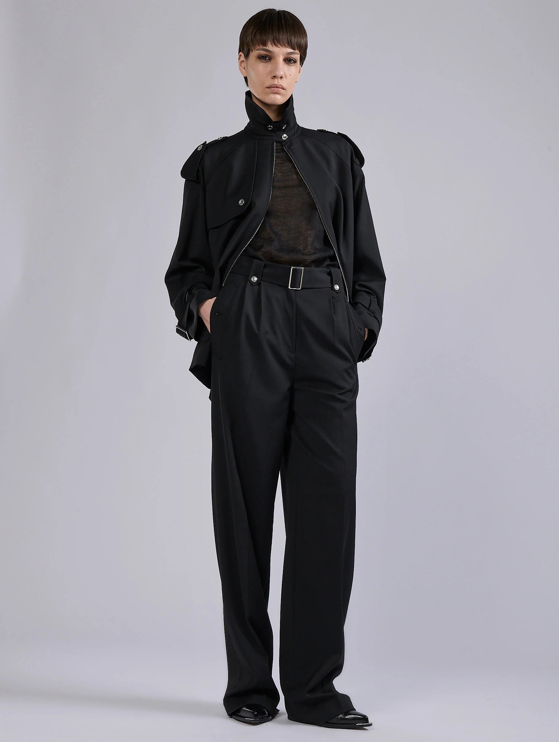 Barbara Bui Gabardine high waist trousers black G1631FEG