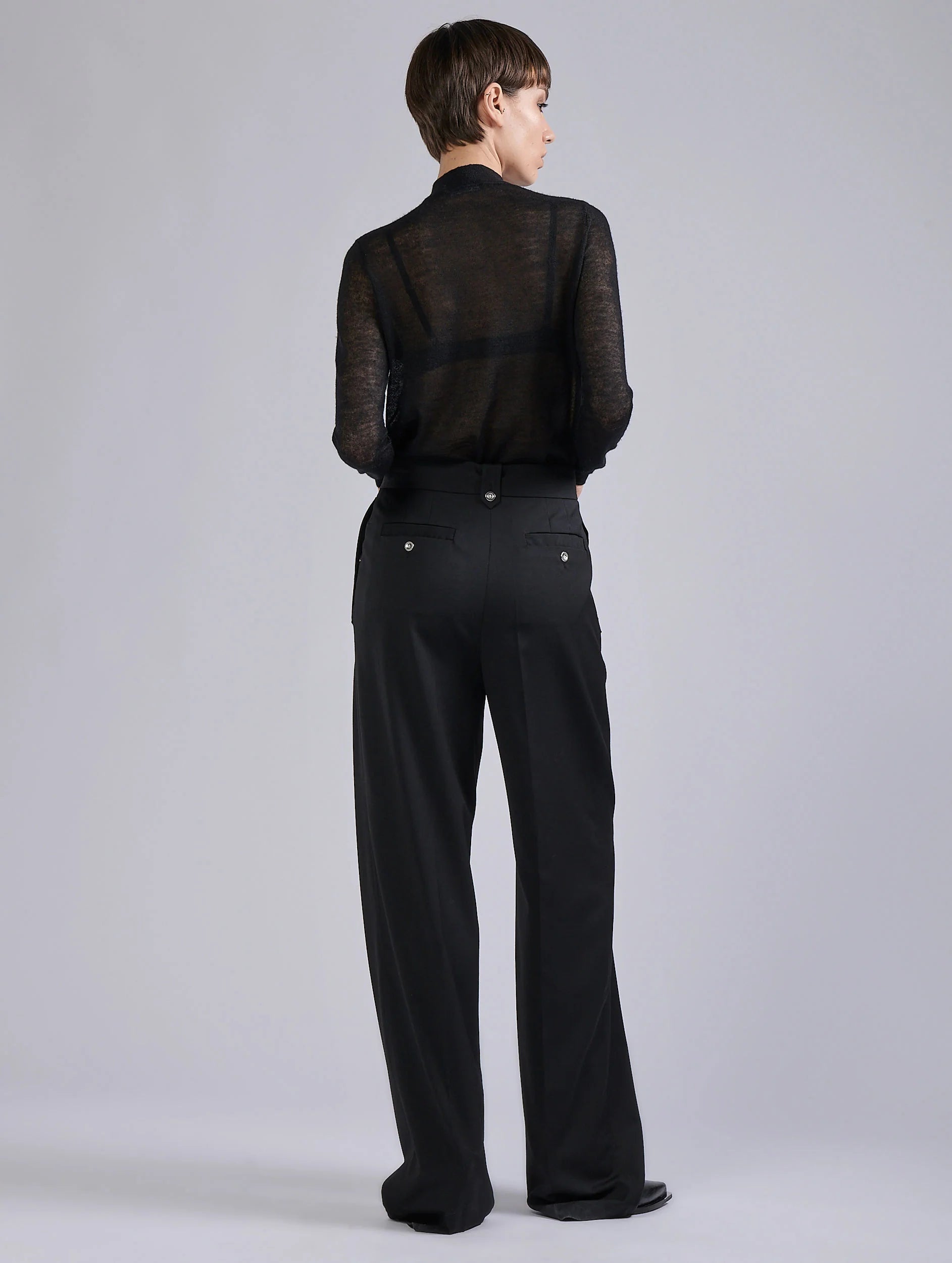 Barbara Bui Gabardine high waist trousers black G1631FEG