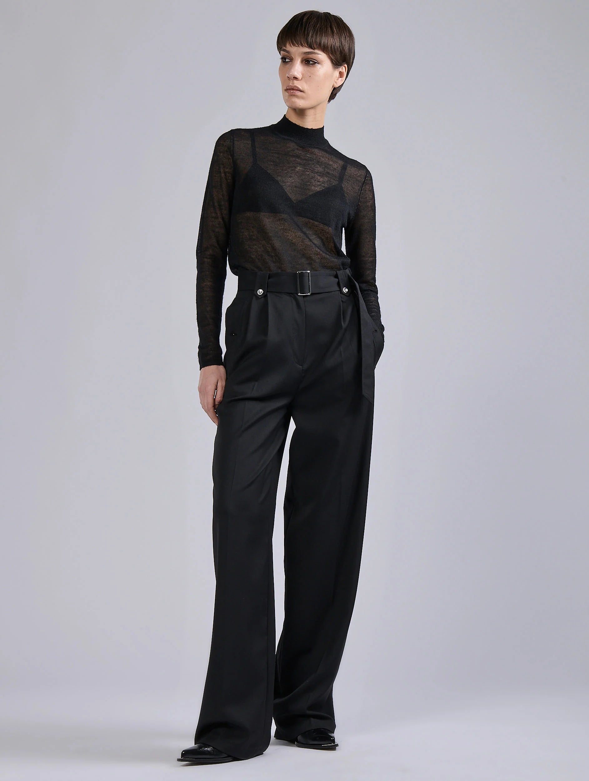Barbara Bui Gabardine high waist trousers black G1631FEG