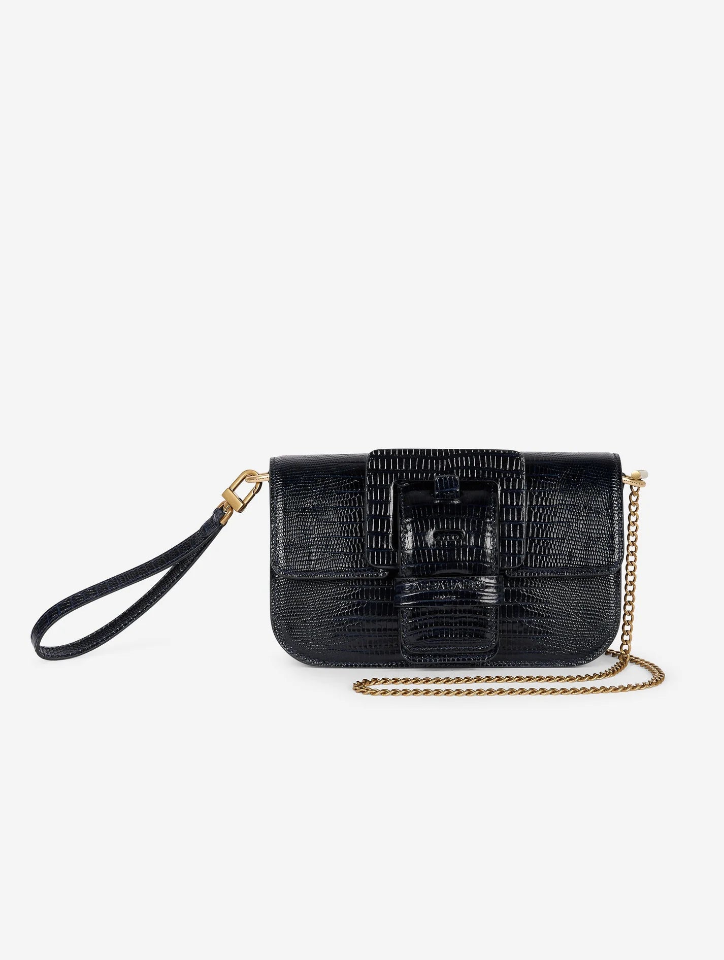 Barbara Bui SMALL "LIKE ME" BAG IN NAVY LIZARD-EMBOSSED LEATHER