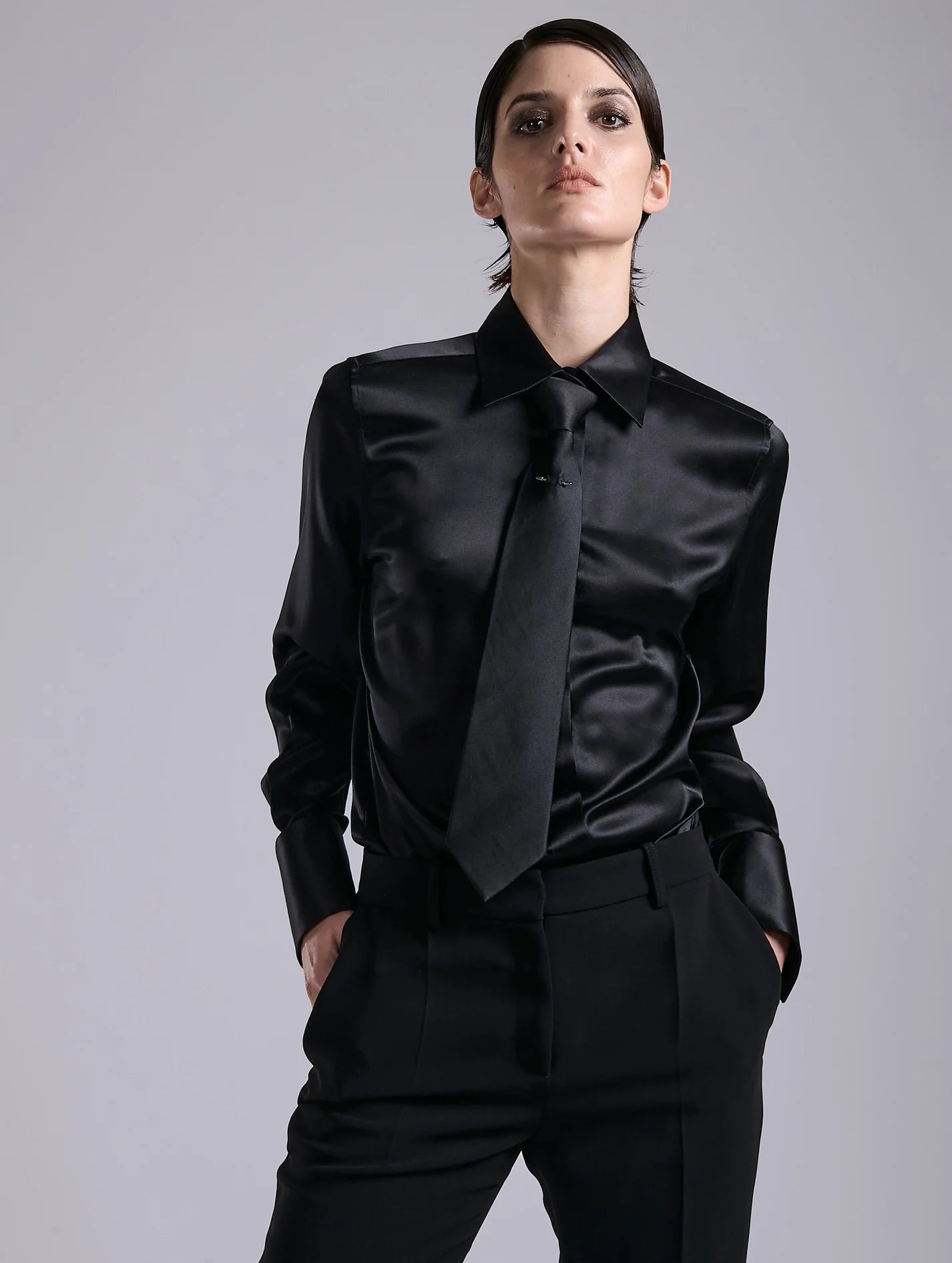 Barbara Bui BLACK SILK SATIN TIE