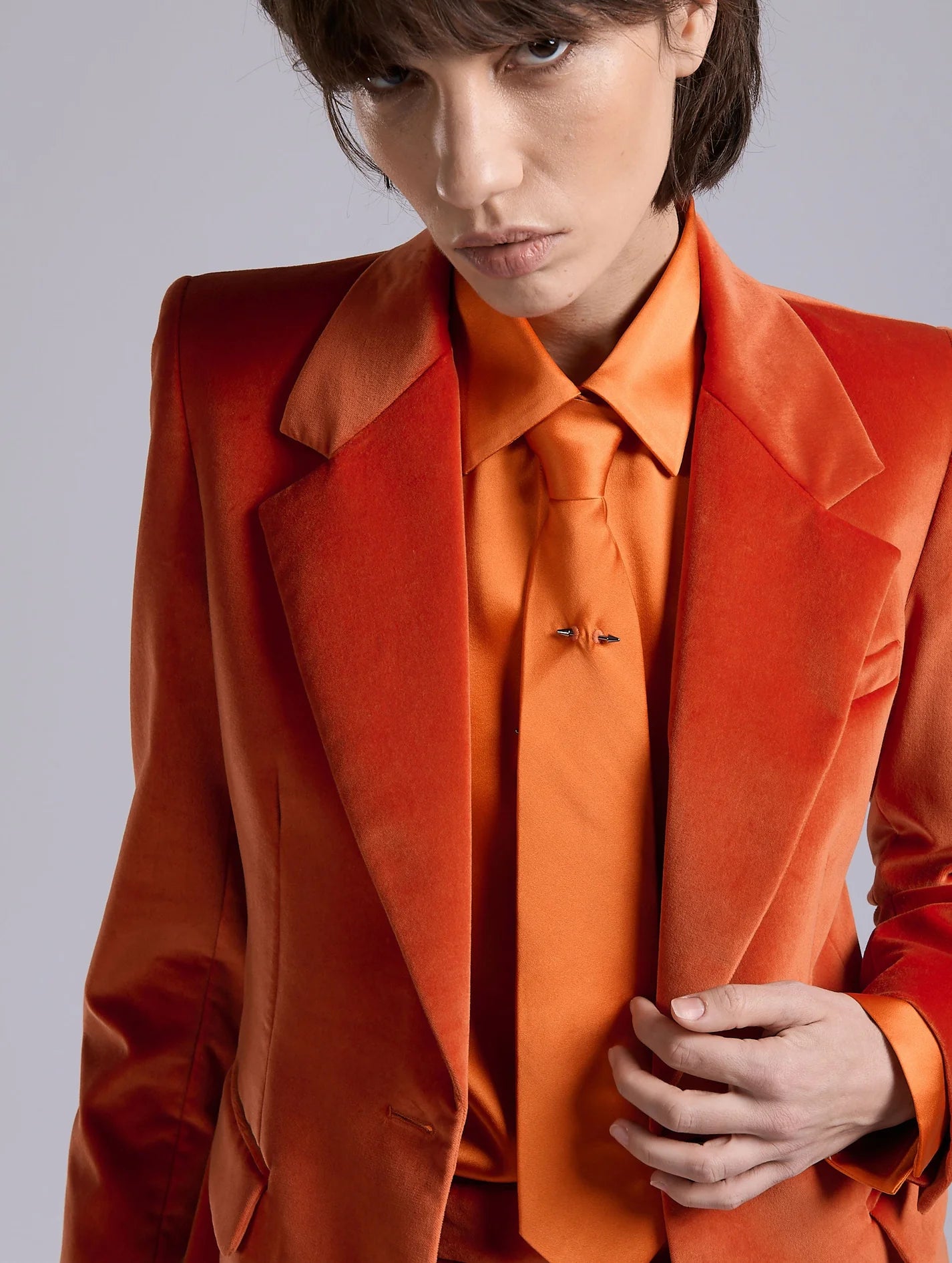Barbara Bui ORANGE SILK SATIN TIE