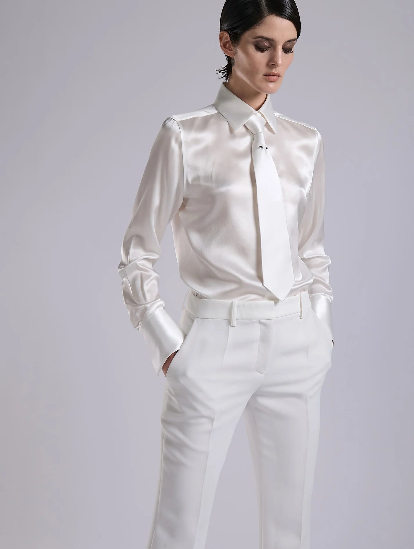 Barbara Bui White SILK SATIN LAVALLIÈRE SHIRT