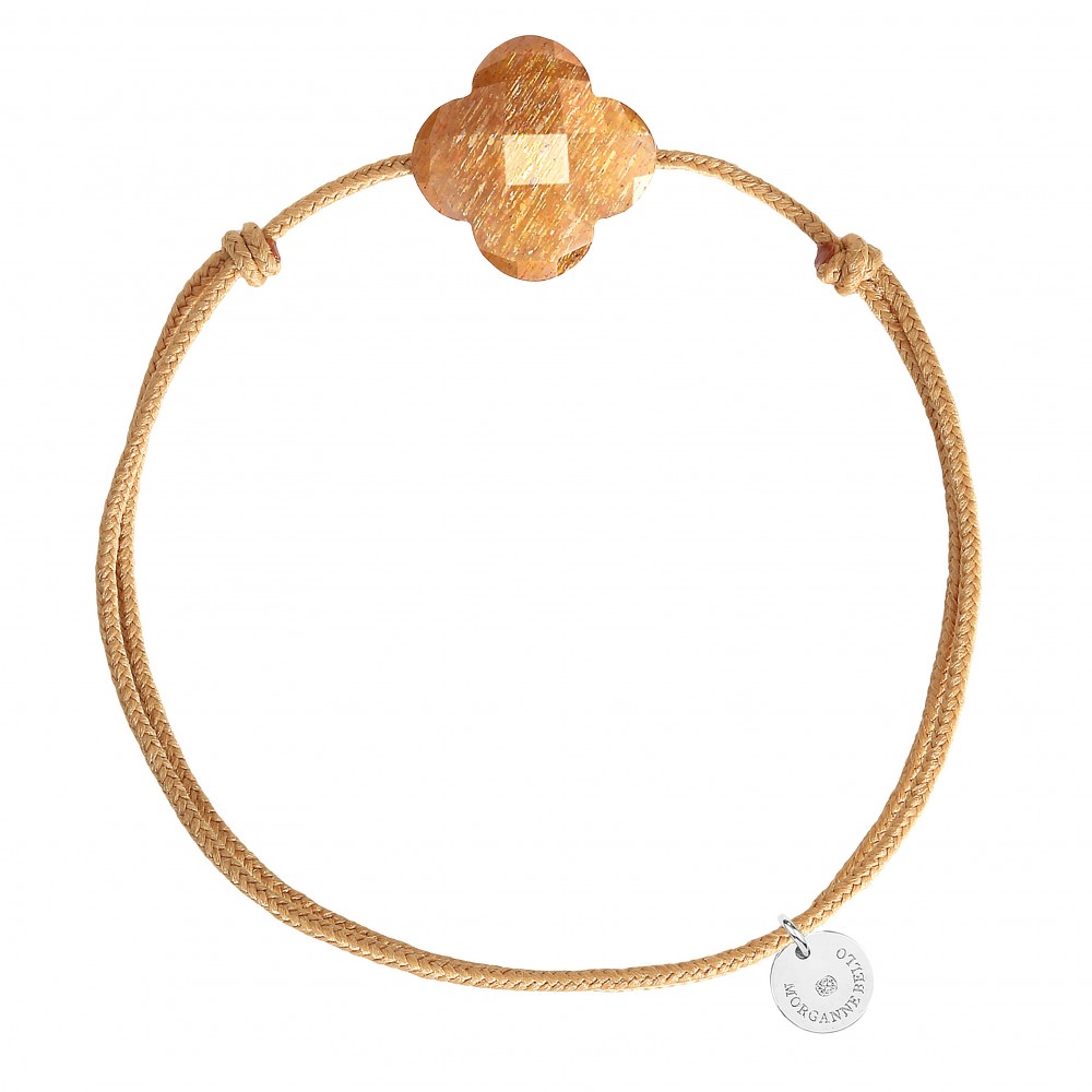 Morganne Bello Sunstone Clover Golden Cord Bracelet