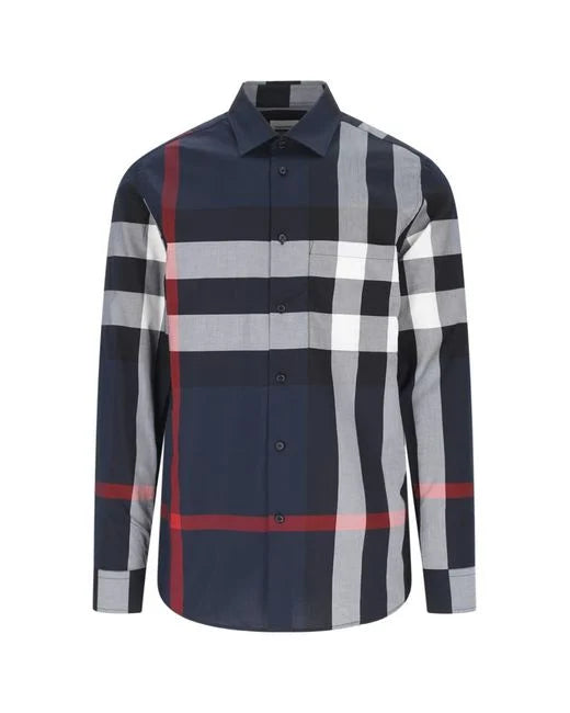 BURBERRY Navy Summerton Poplin Heren Shirt