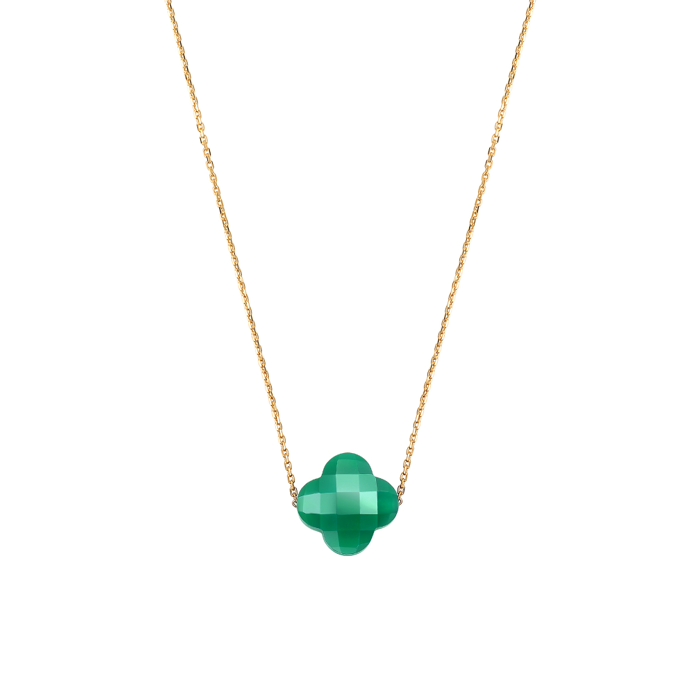 Morganne Bello Green Agate Clover Necklace