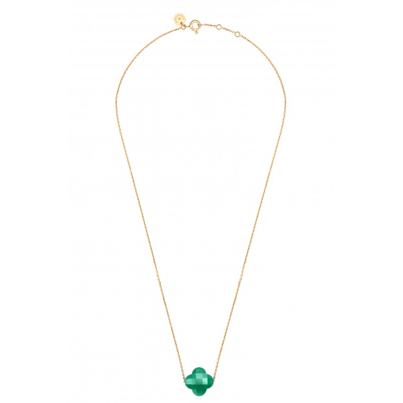 Morganne Bello Green Agate Clover Necklace