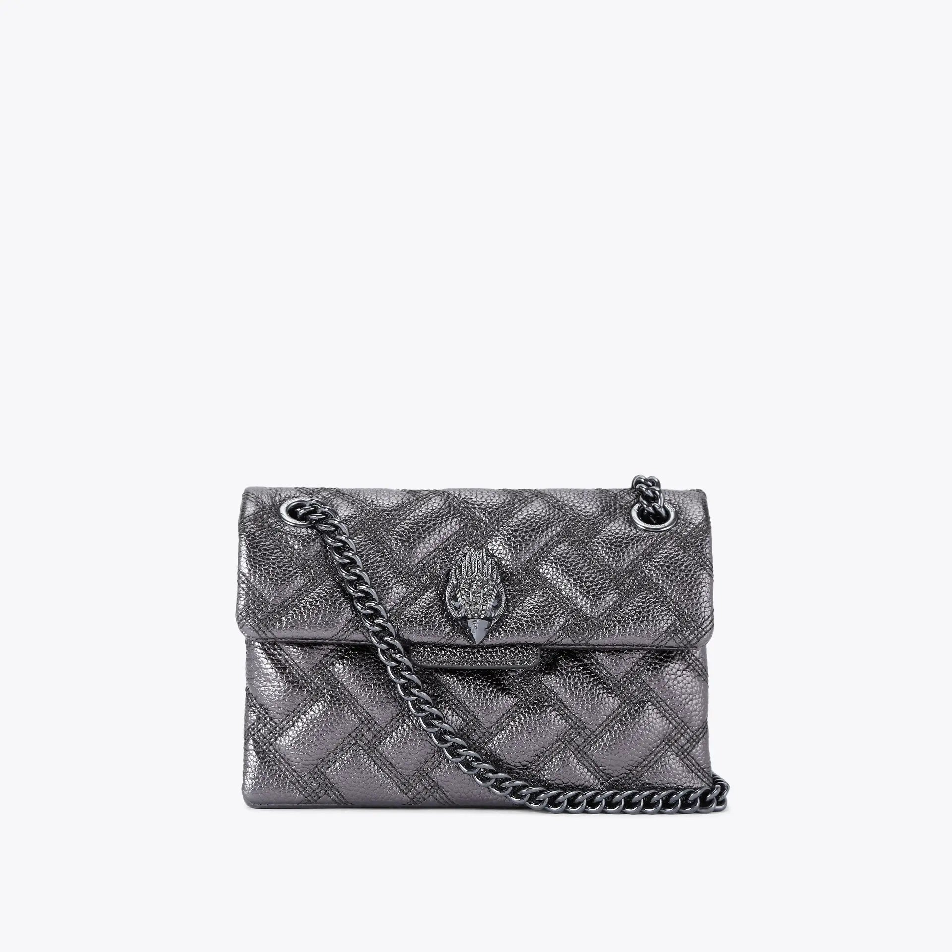 KURT GEIGER Mini Kensington Drench Gunmetal Bag Leather