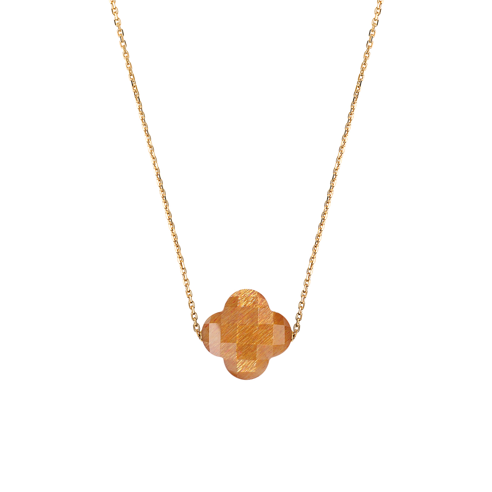 Morganne Bello Golden Sunstone Clover Necklace