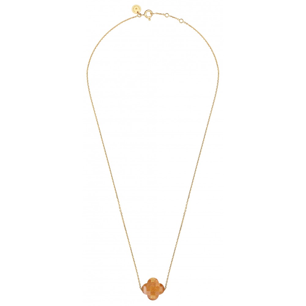 Morganne Bello Golden Sunstone Clover Necklace