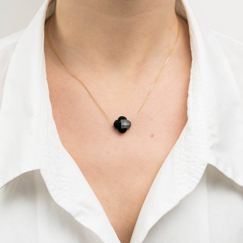 Morganne Bello Onyx Clover Necklace