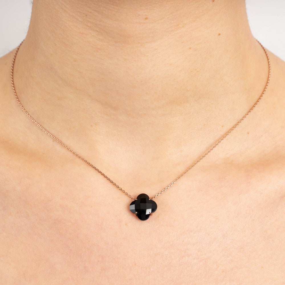 Morganne Bello Onyx Rose Gold Victoria Necklace