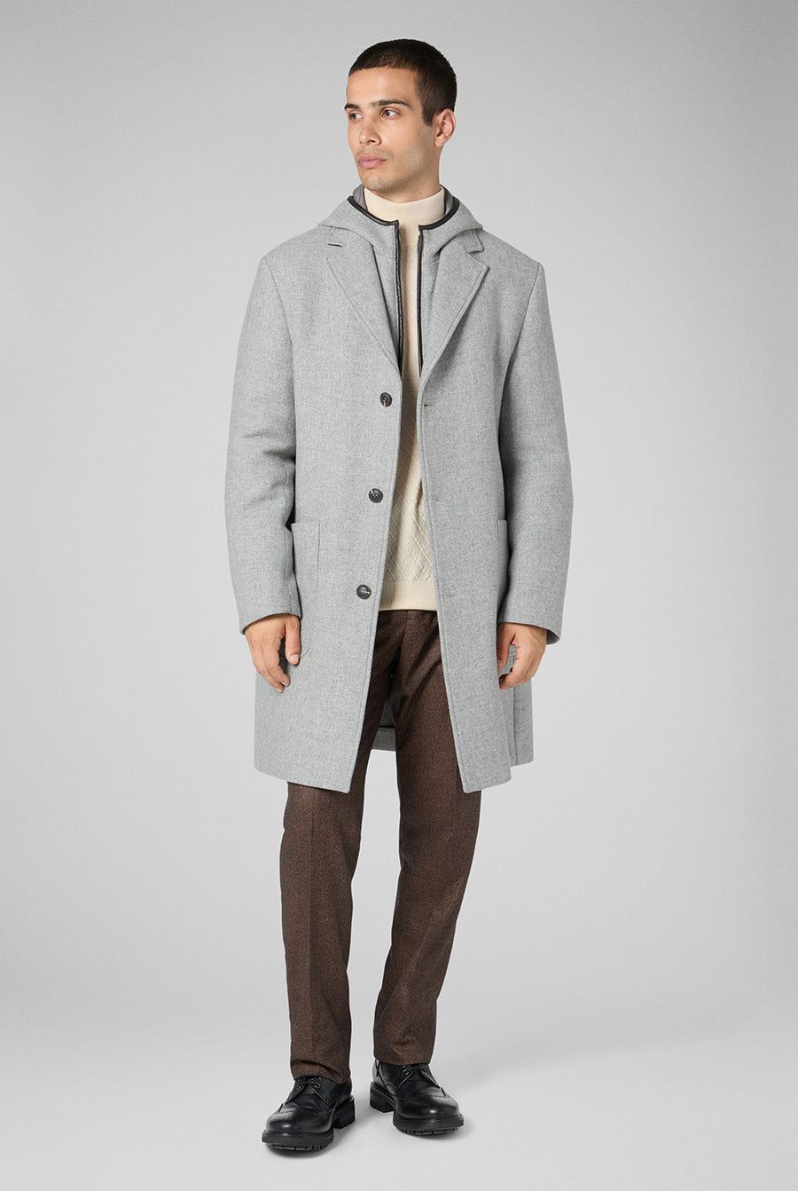 Grey Double face Car Coat