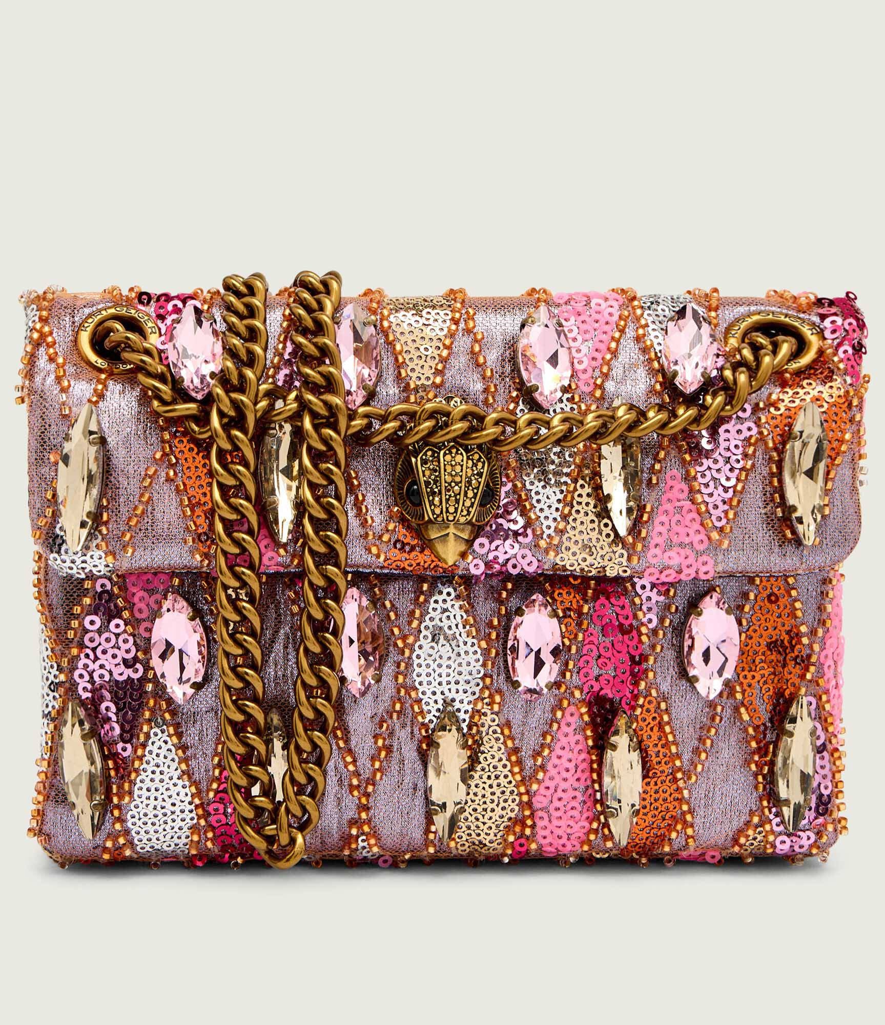 Kurt Geiger Kensington sequin mini bag pink comb