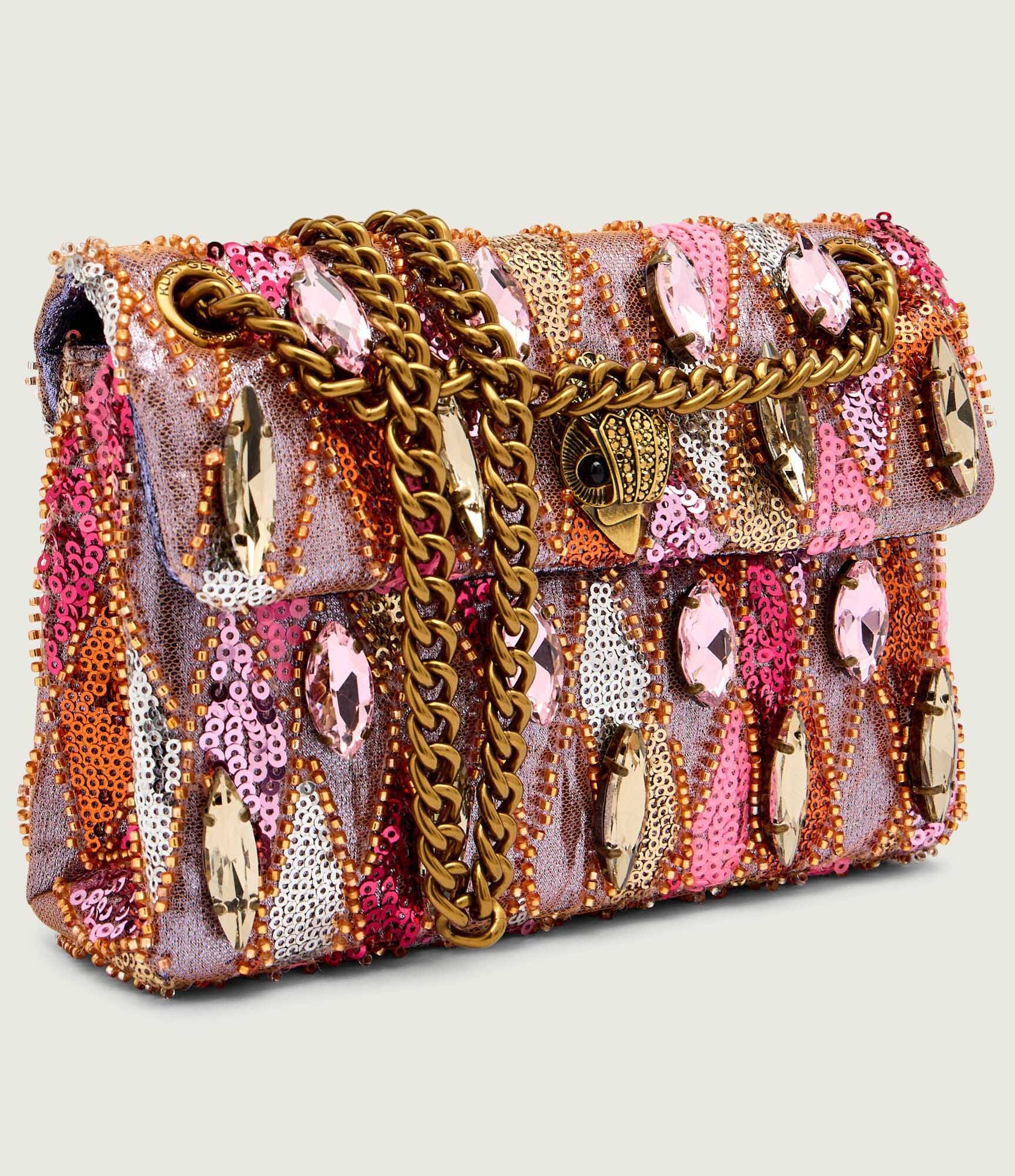 Kurt Geiger Kensington sequin mini bag pink comb