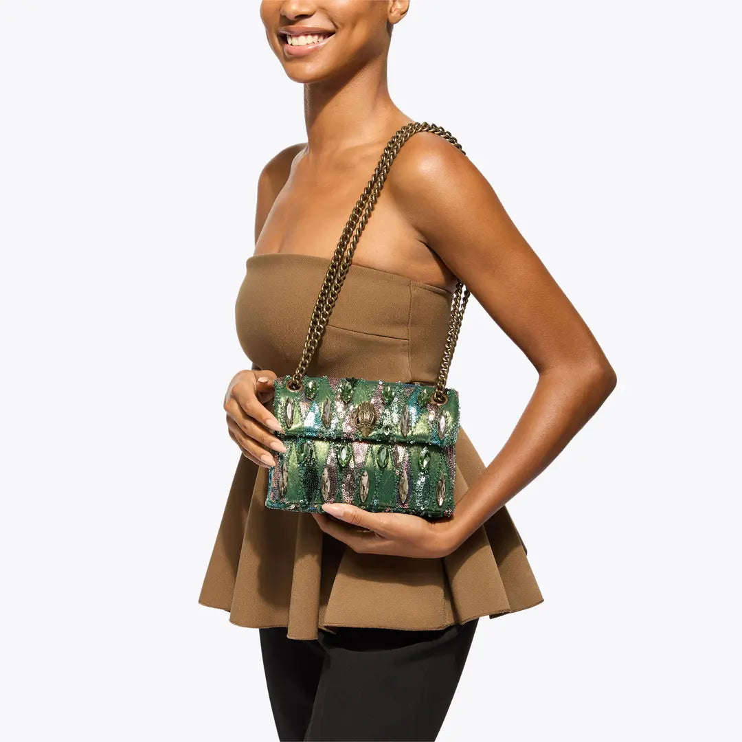 Kurt Geiger Mini Sequin Kensington Bag Green 5018275609