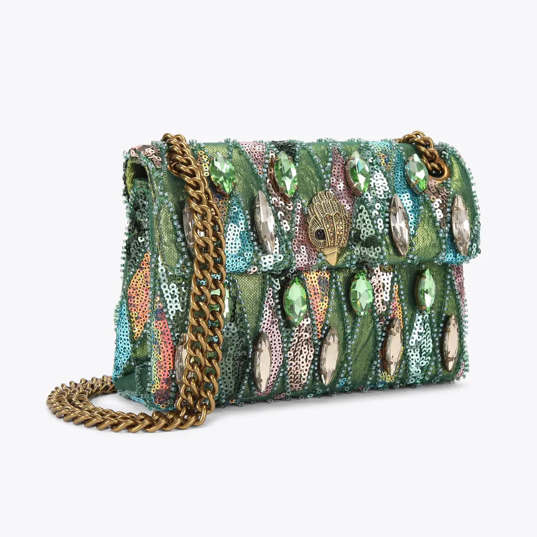 Kurt Geiger Mini Sequin Kensington Bag Green 5018275609