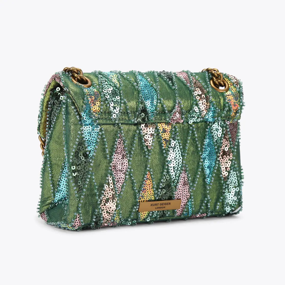 Kurt Geiger Mini Sequin Kensington Bag Green 5018275609
