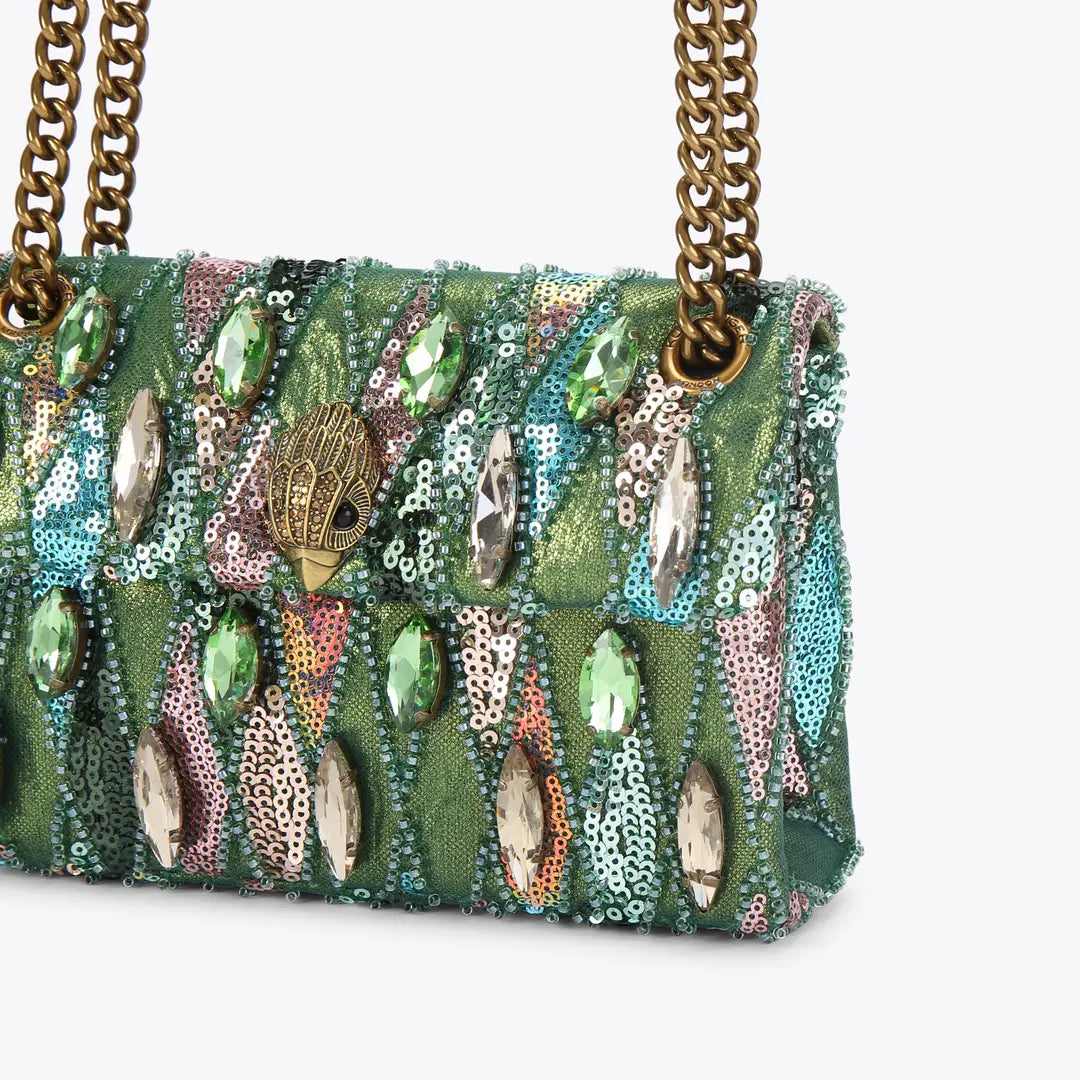 Kurt Geiger Mini Sequin Kensington Bag Green 5018275609